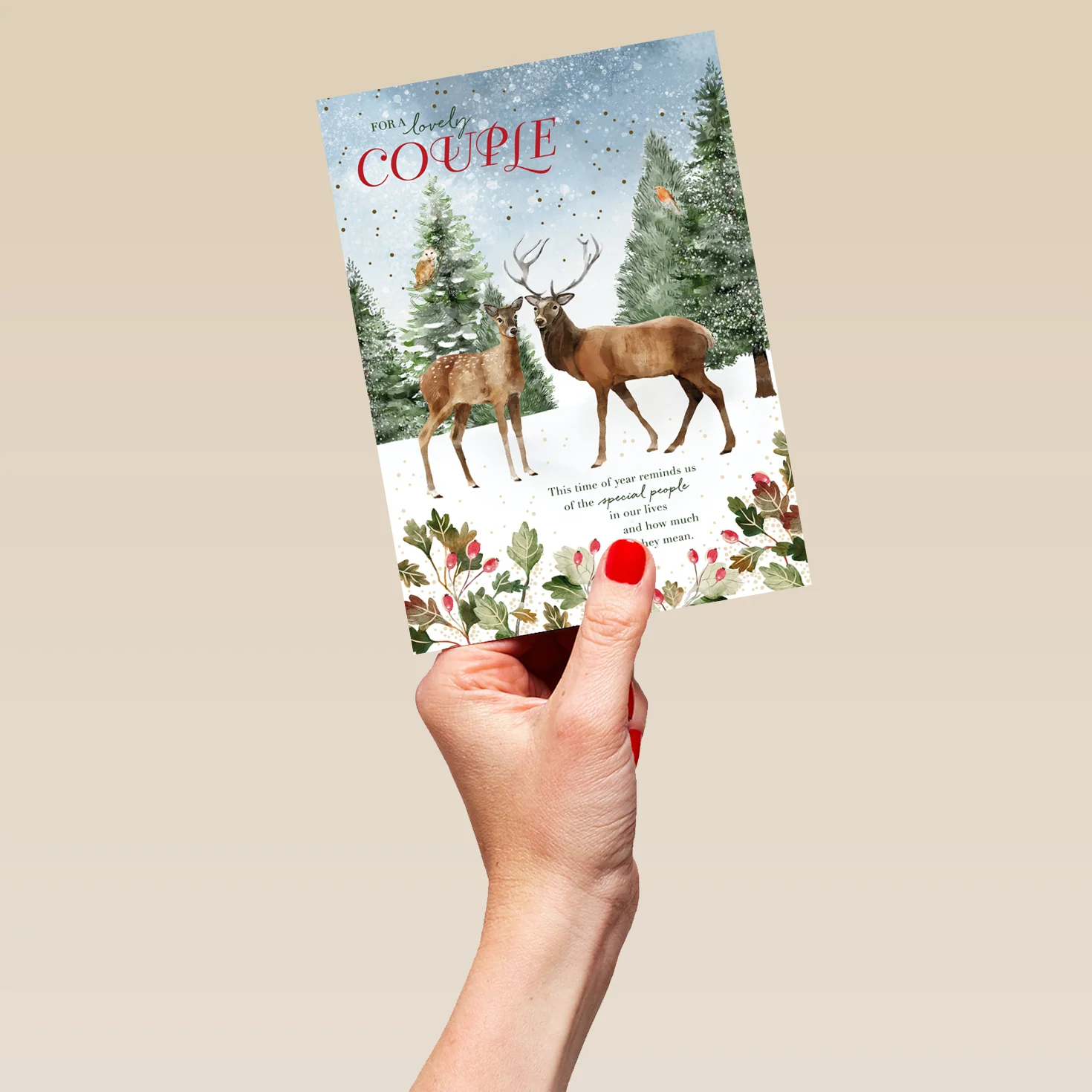 Personalised Traditional Christmas Special Couple Deer Card - Image 5