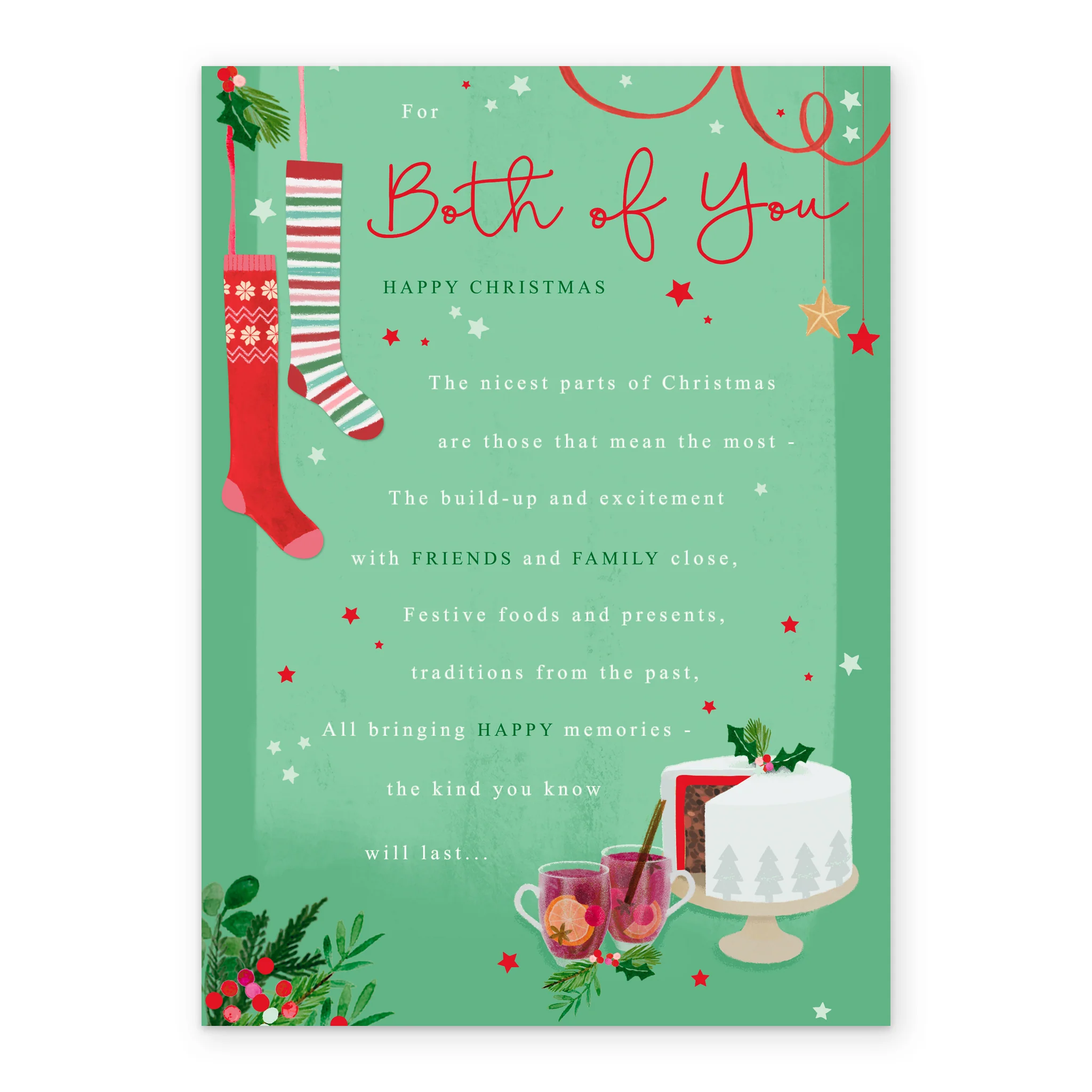 Personalised Traditional Christmas To Both Cake & Stockings Verse Card - Image 2
