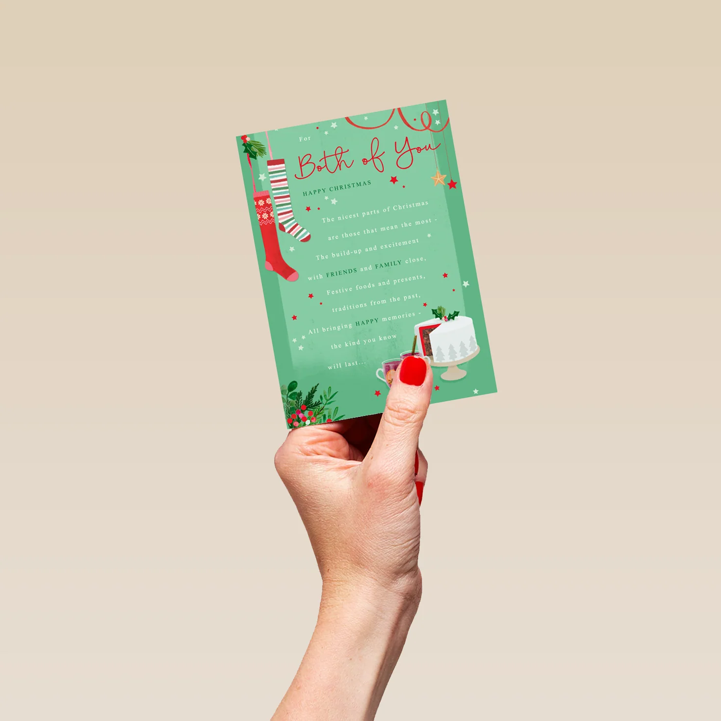 Personalised Traditional Christmas To Both Cake & Stockings Verse Card - Image 4