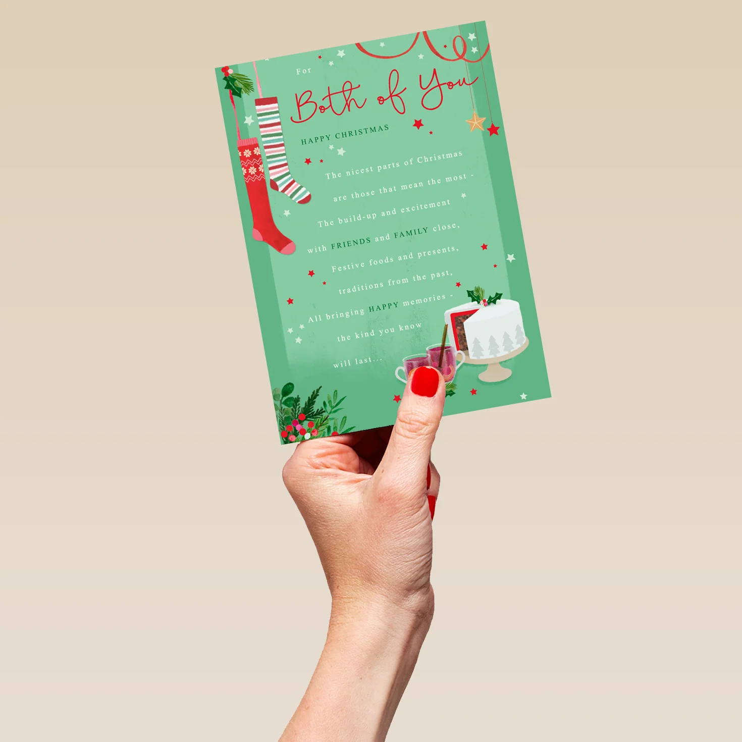 Personalised Traditional Christmas To Both Cake & Stockings Verse Card - Image 5