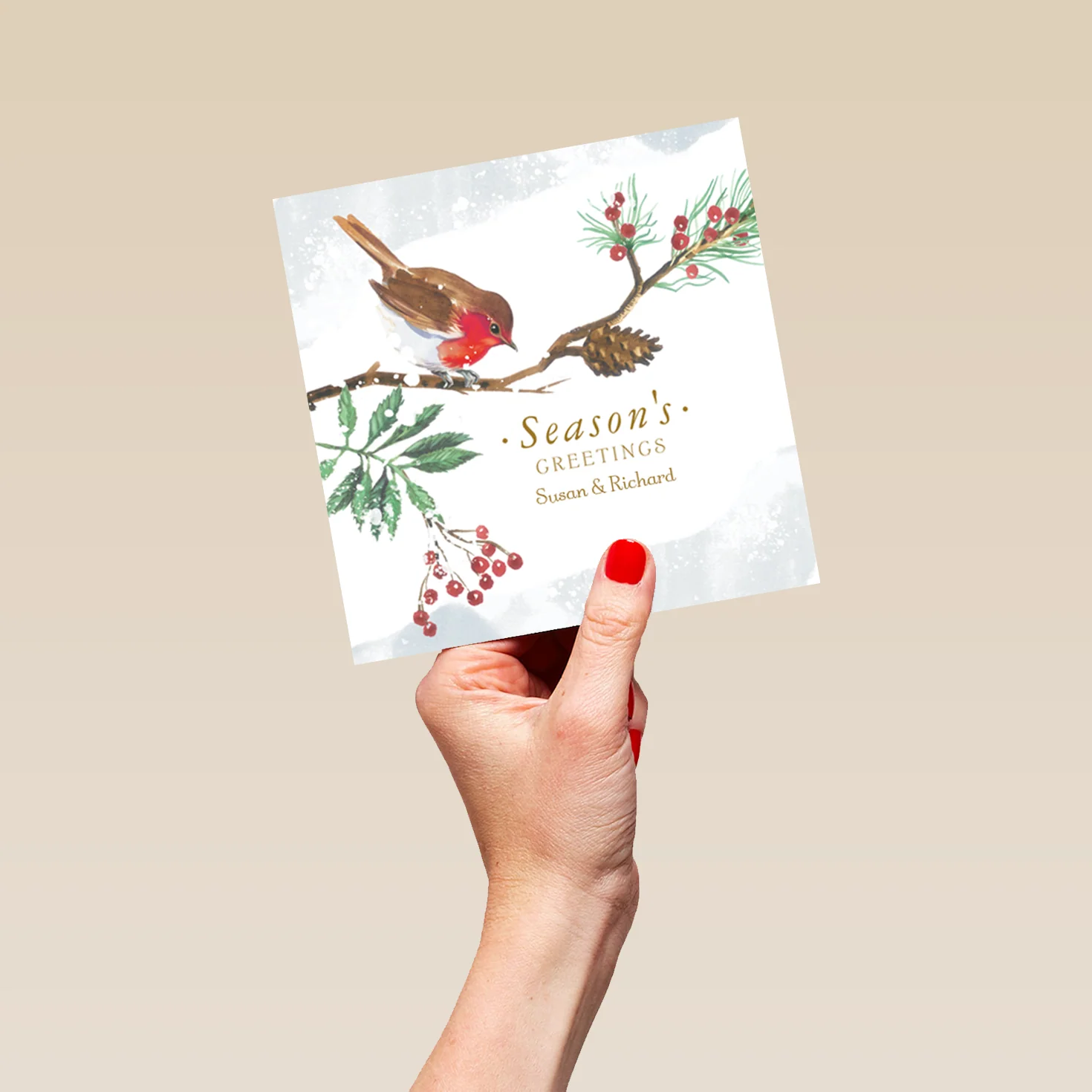 Personalised Traditional Christmas To Both Robin Card - Image 5