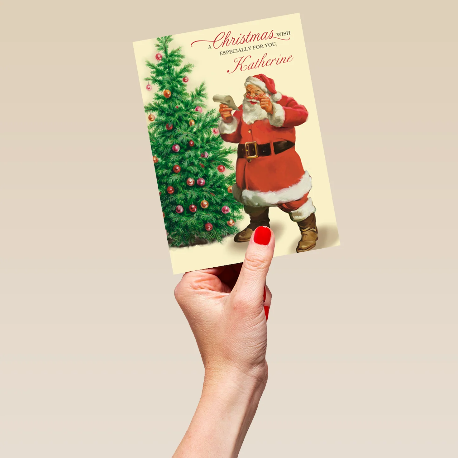 Personalised Vintage Santa Christmas Card for Her - Image 5