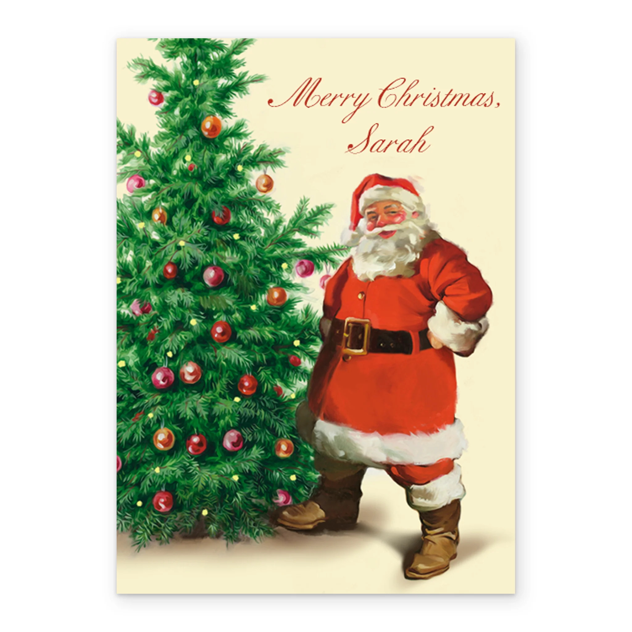 Personalised Christmas Vintage Santa Tree Card - Image 2