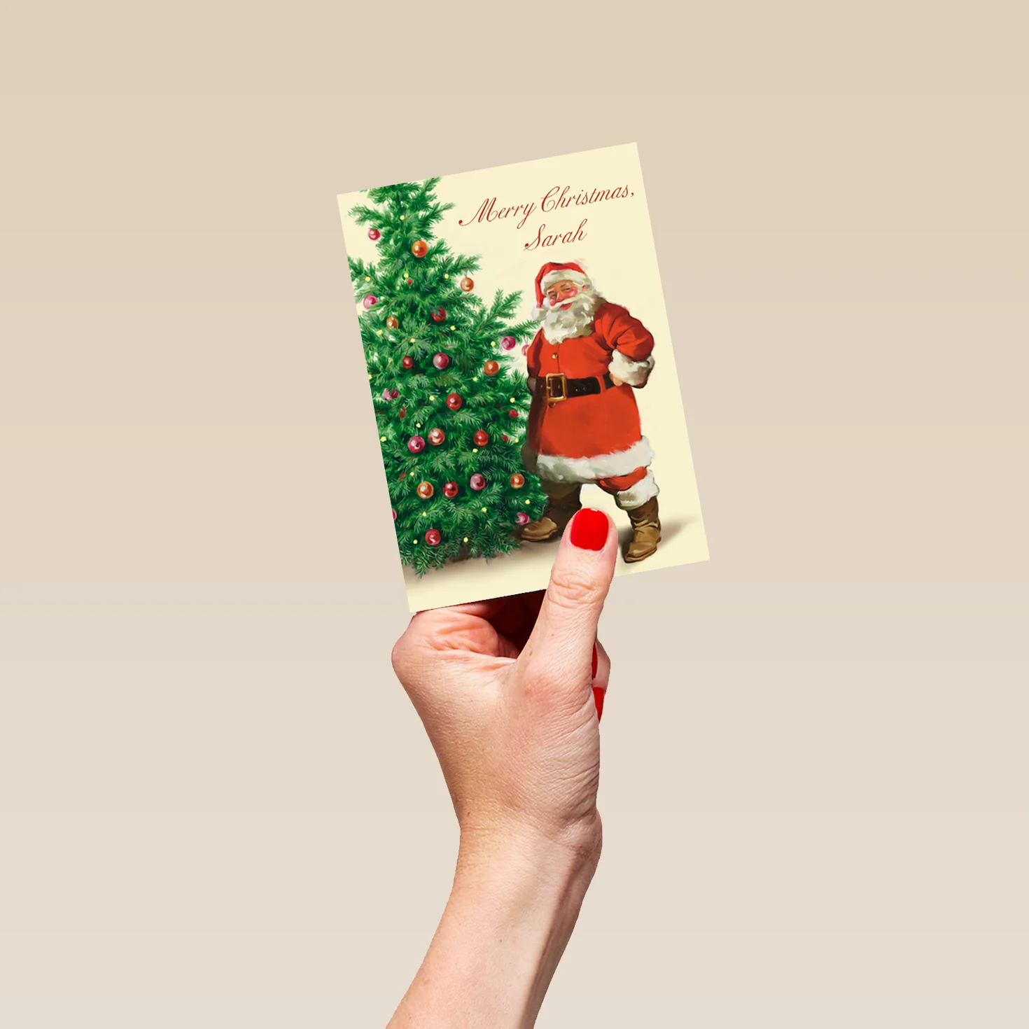 Personalised Christmas Vintage Santa Tree Card - Image 4