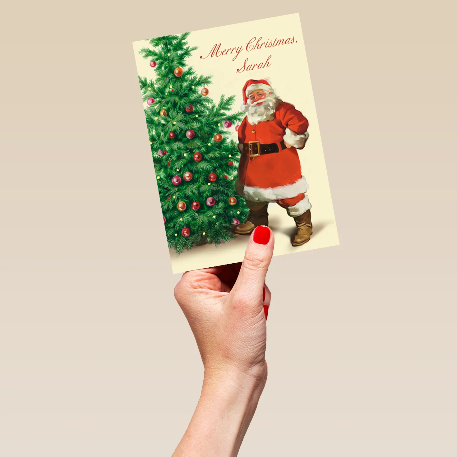 Personalised Christmas Vintage Santa Tree Card - Image 5