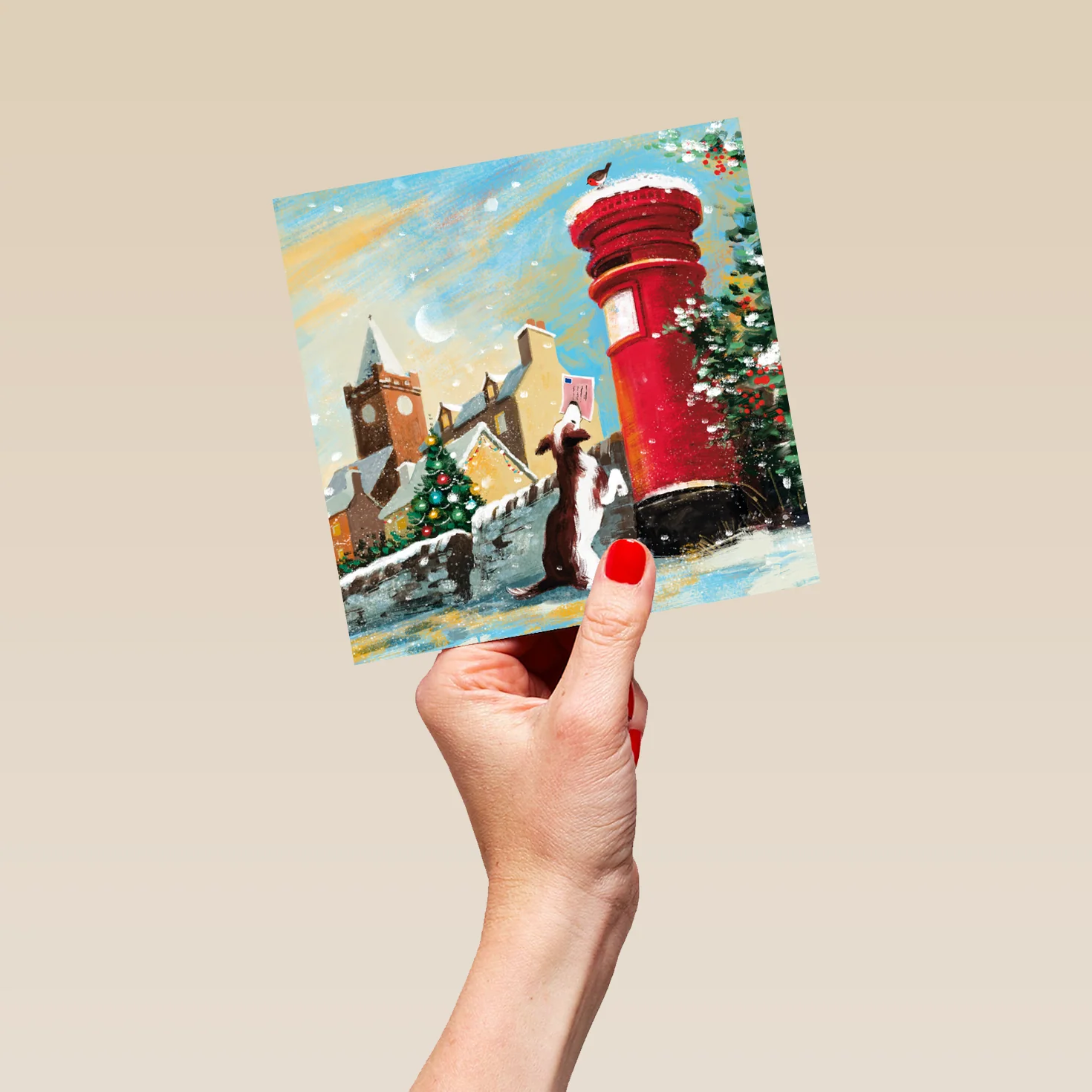 Personalised Traditional Christmas Winter Scene Postbox Card - Image 5