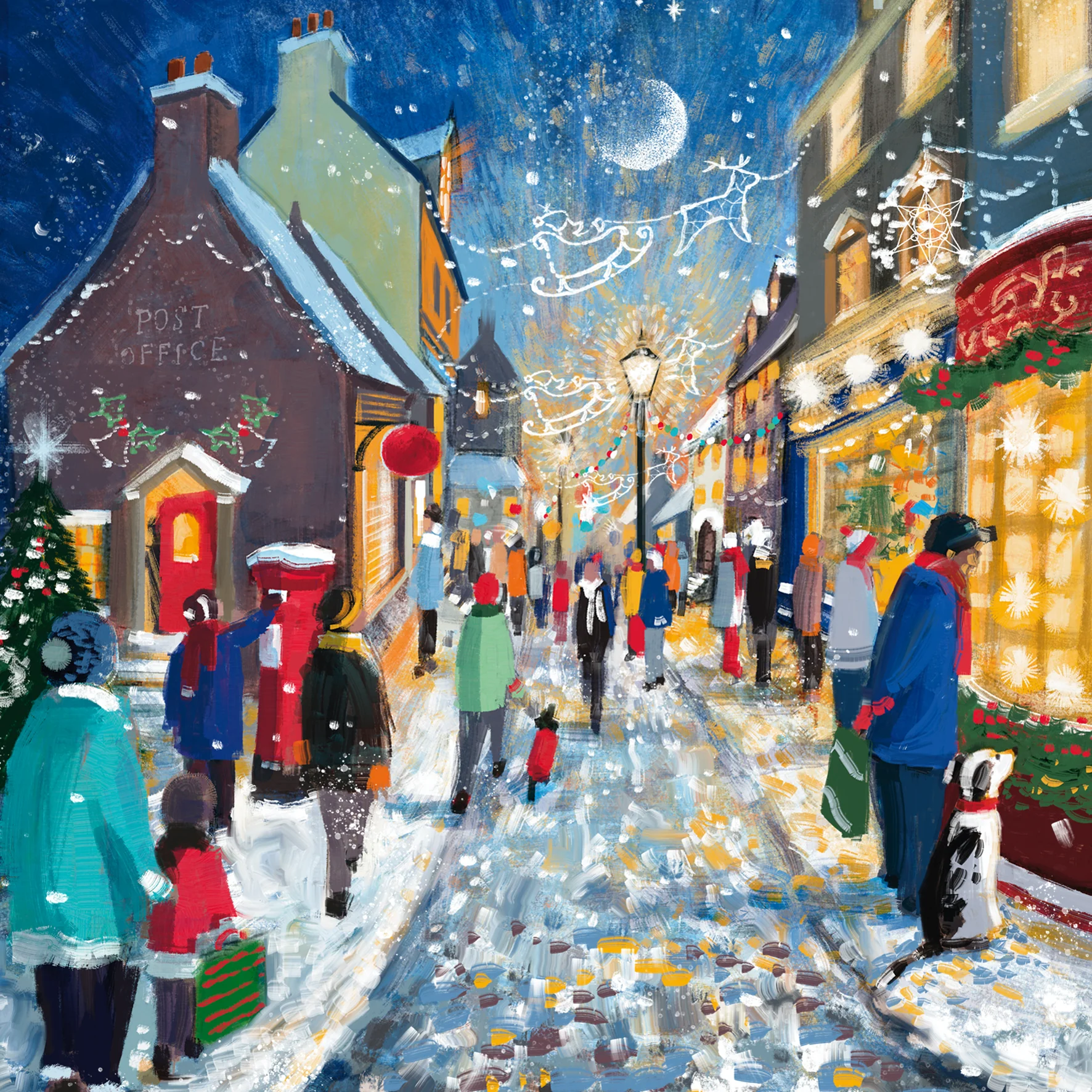 Personalised Traditional Festive Street Scene Christmas Card