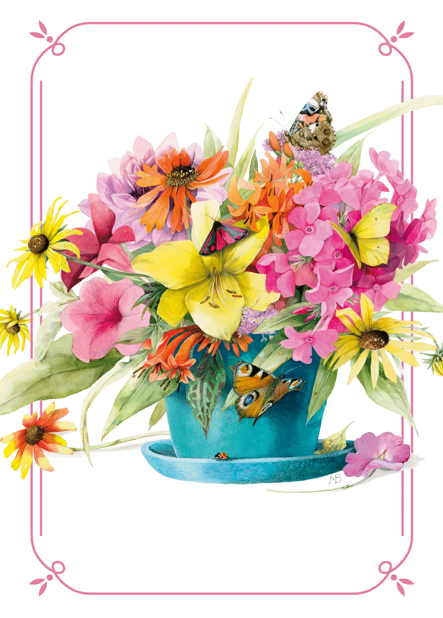 Personalised Traditional Floral Blank Card