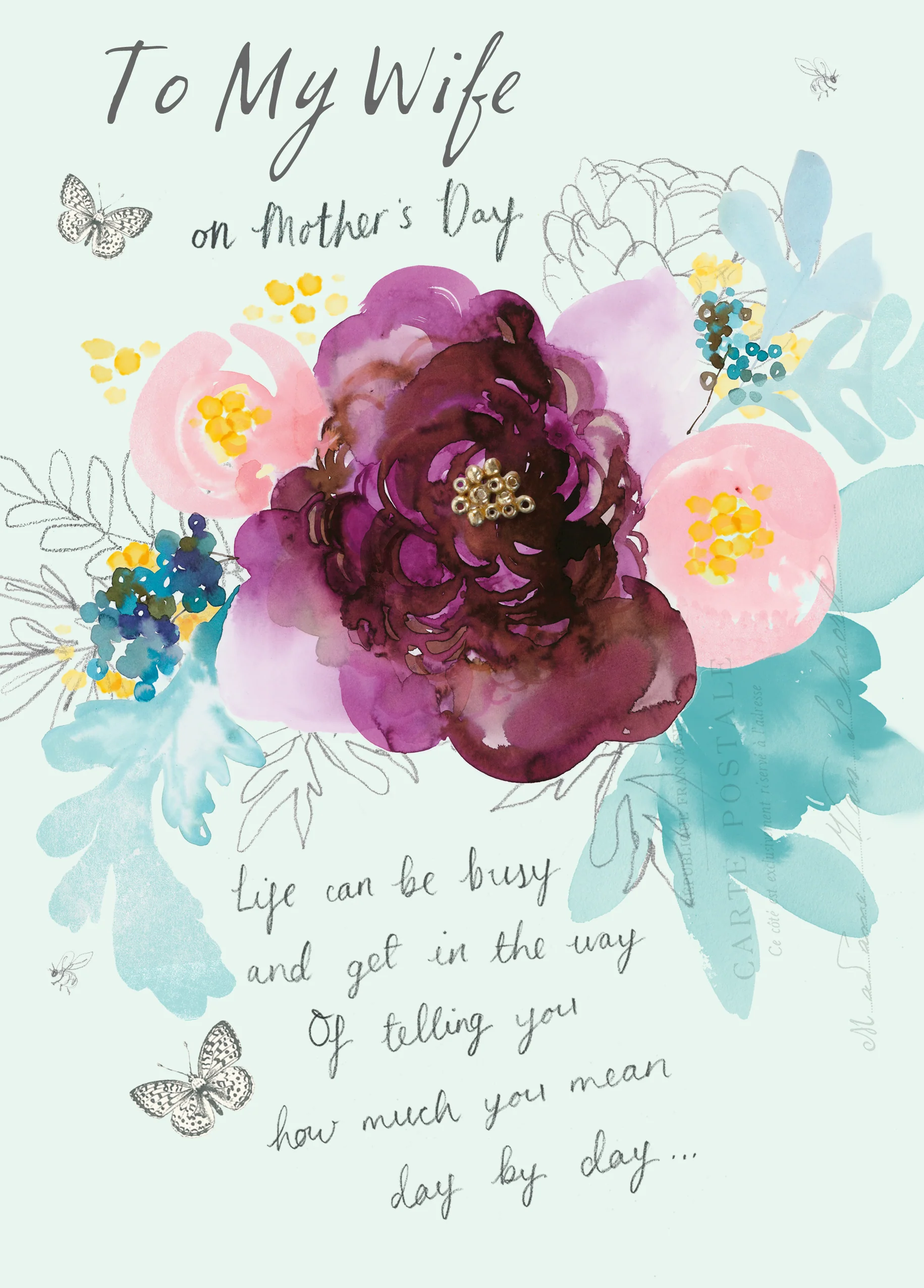Personalised Traditional Floral Bouquet Mother's Day Card For Wife