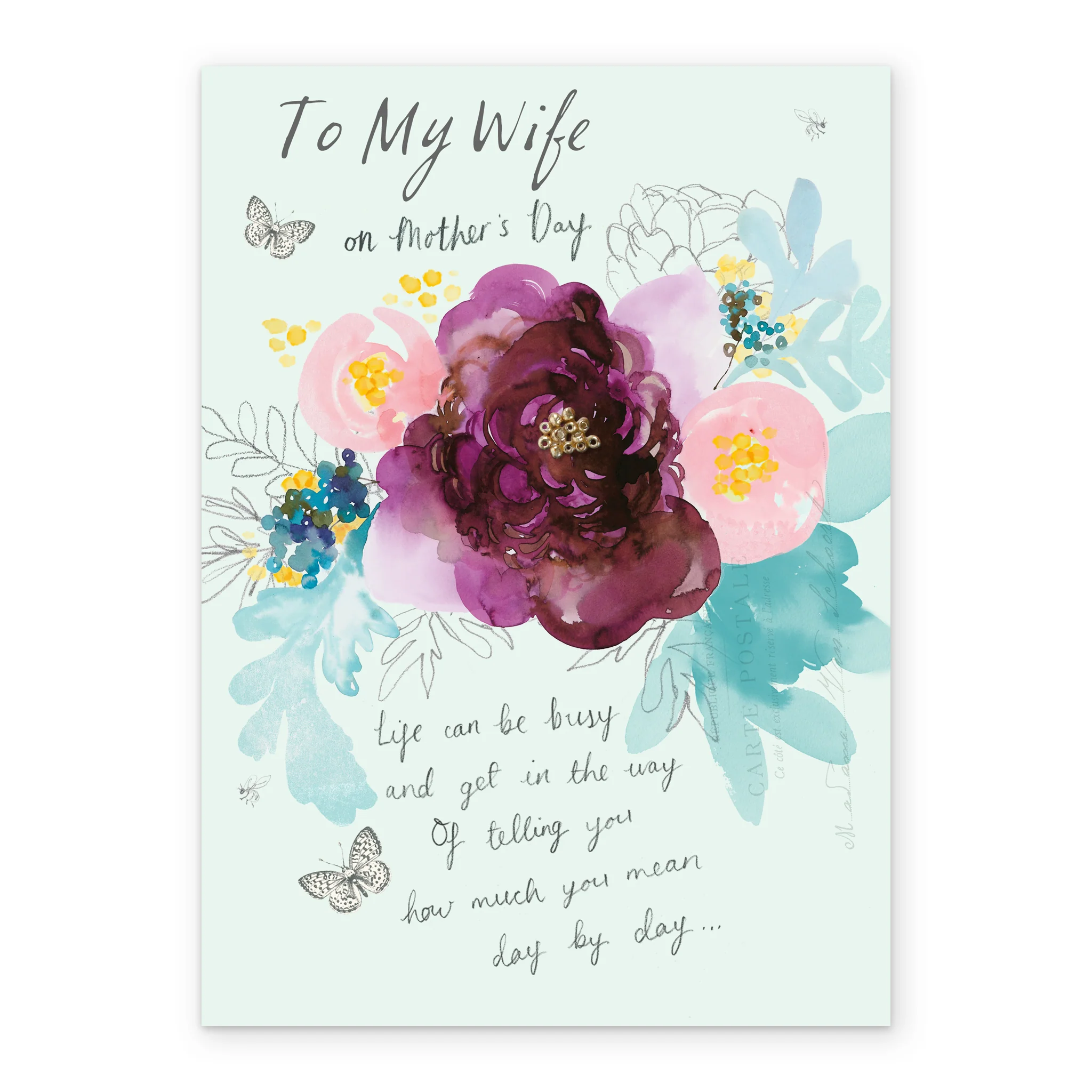 Personalised Traditional Floral Bouquet Mother's Day Card For Wife - Image 2