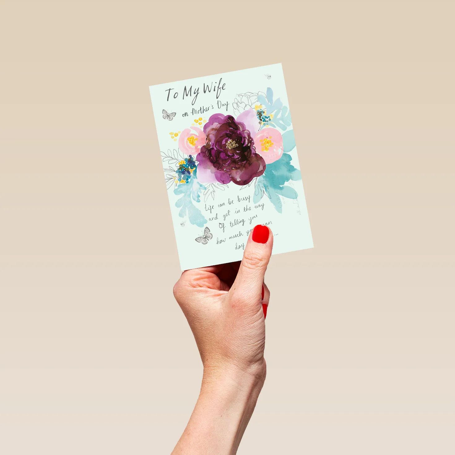 Personalised Traditional Floral Bouquet Mother's Day Card For Wife - Image 4