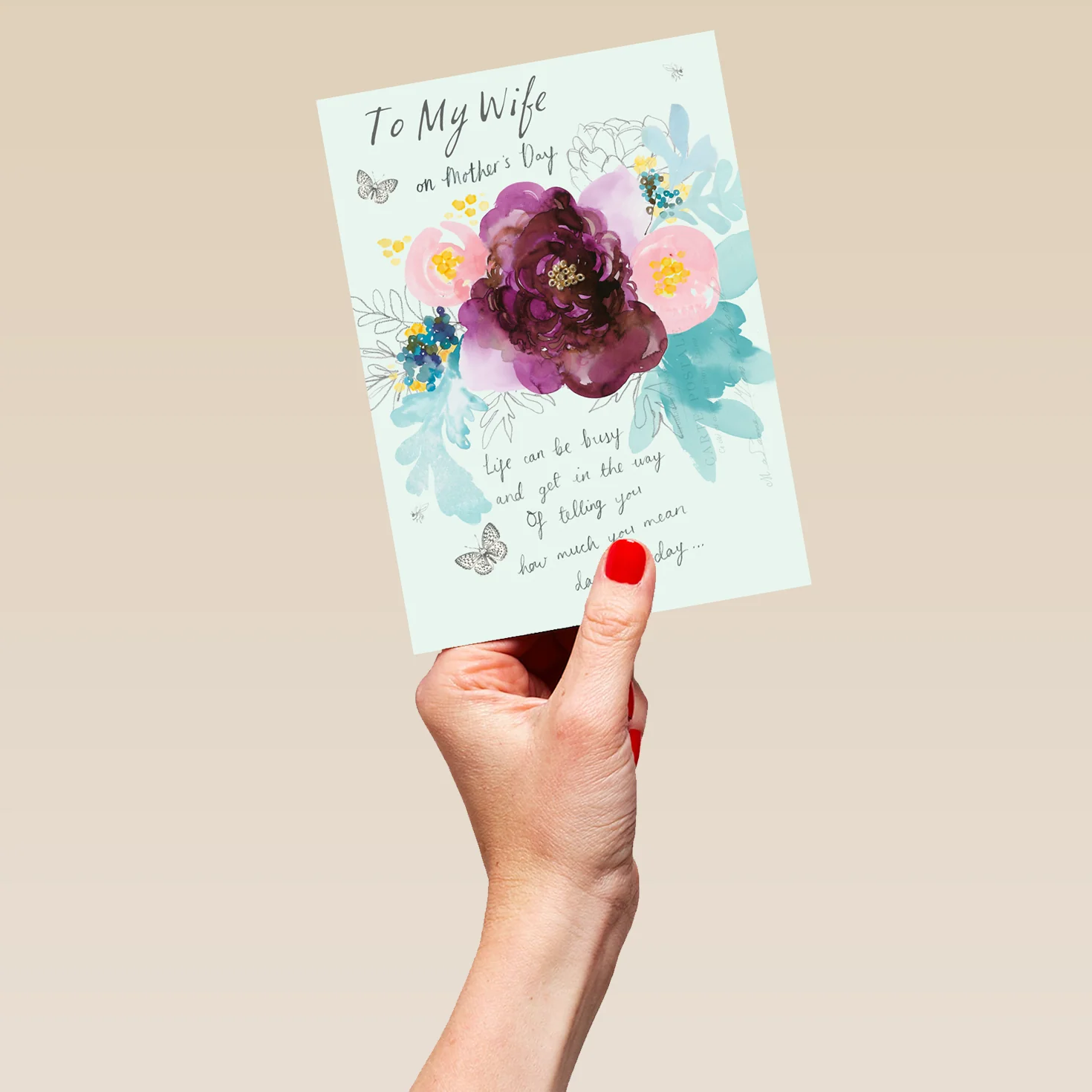 Personalised Traditional Floral Bouquet Mother's Day Card For Wife - Image 5
