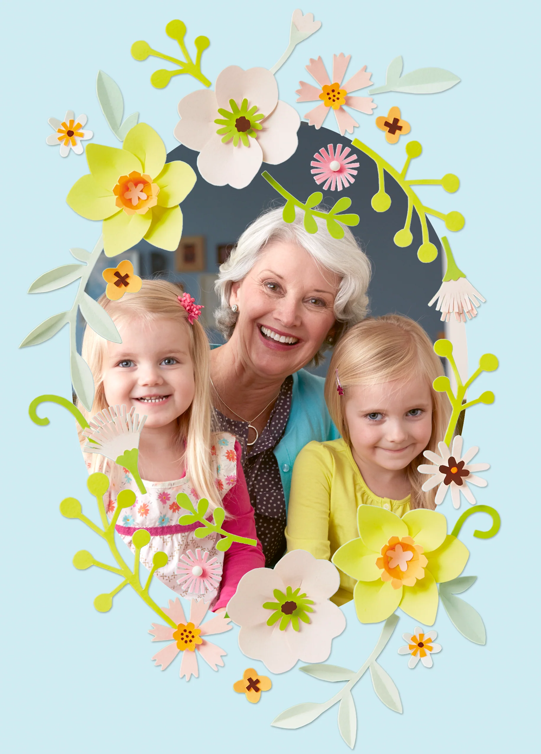 Personalised Traditional Floral Frame Photo Upload Easter Card