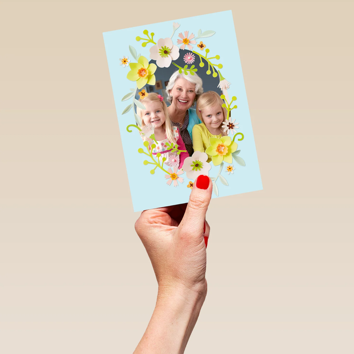 Personalised Traditional Floral Frame Photo Upload Easter Card - Image 5