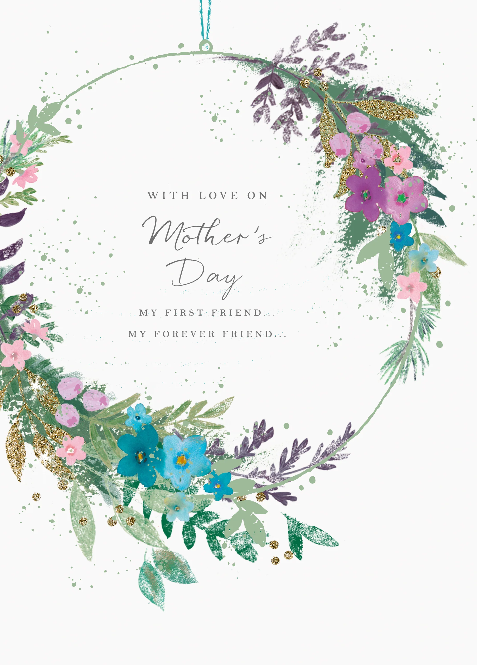 Personalised Traditional Floral Wreath With Love Mother's Day Card