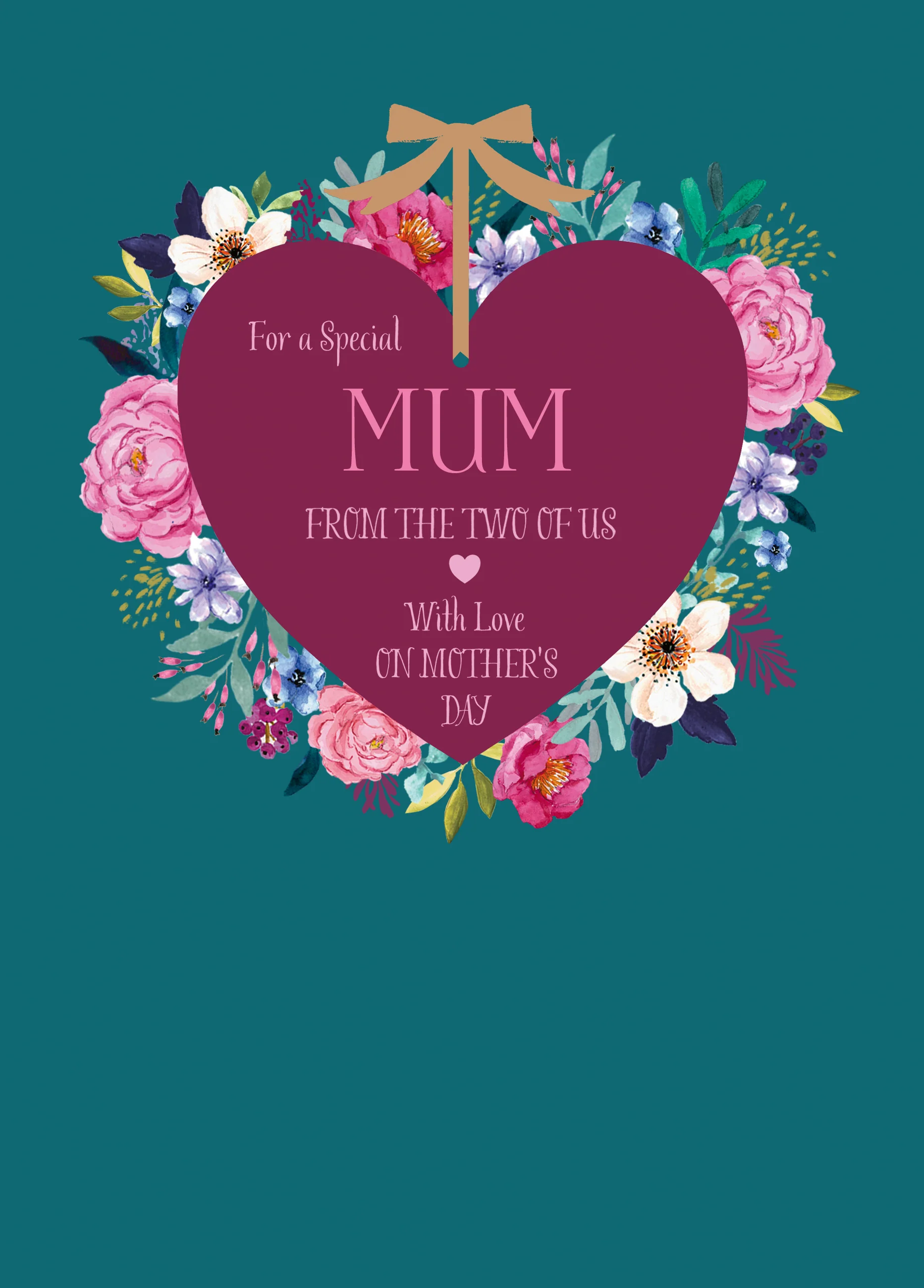 Personalised Traditional Heart Floral Wreath Mother's Day Card For Mum From Both