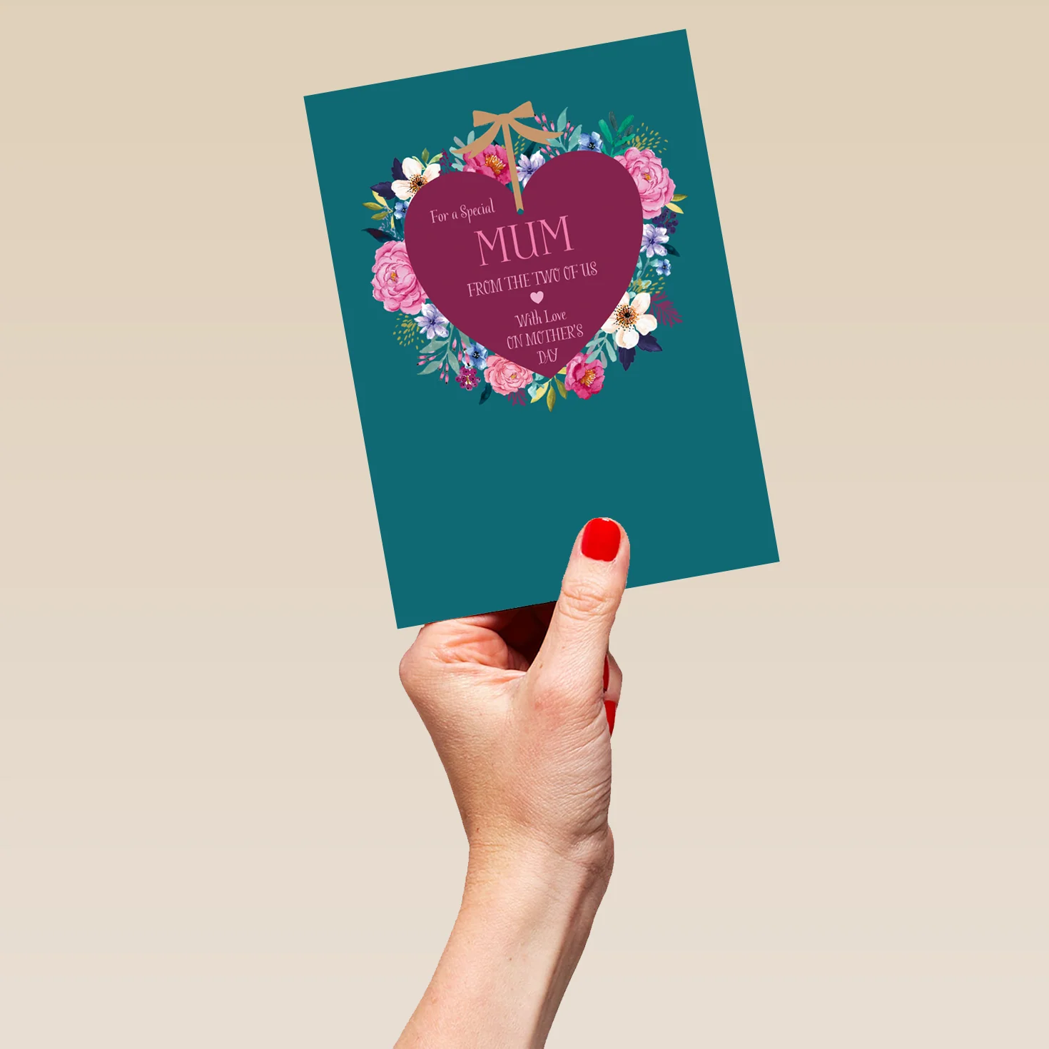 Personalised Traditional Heart Floral Wreath Mother's Day Card For Mum From Both - Image 5