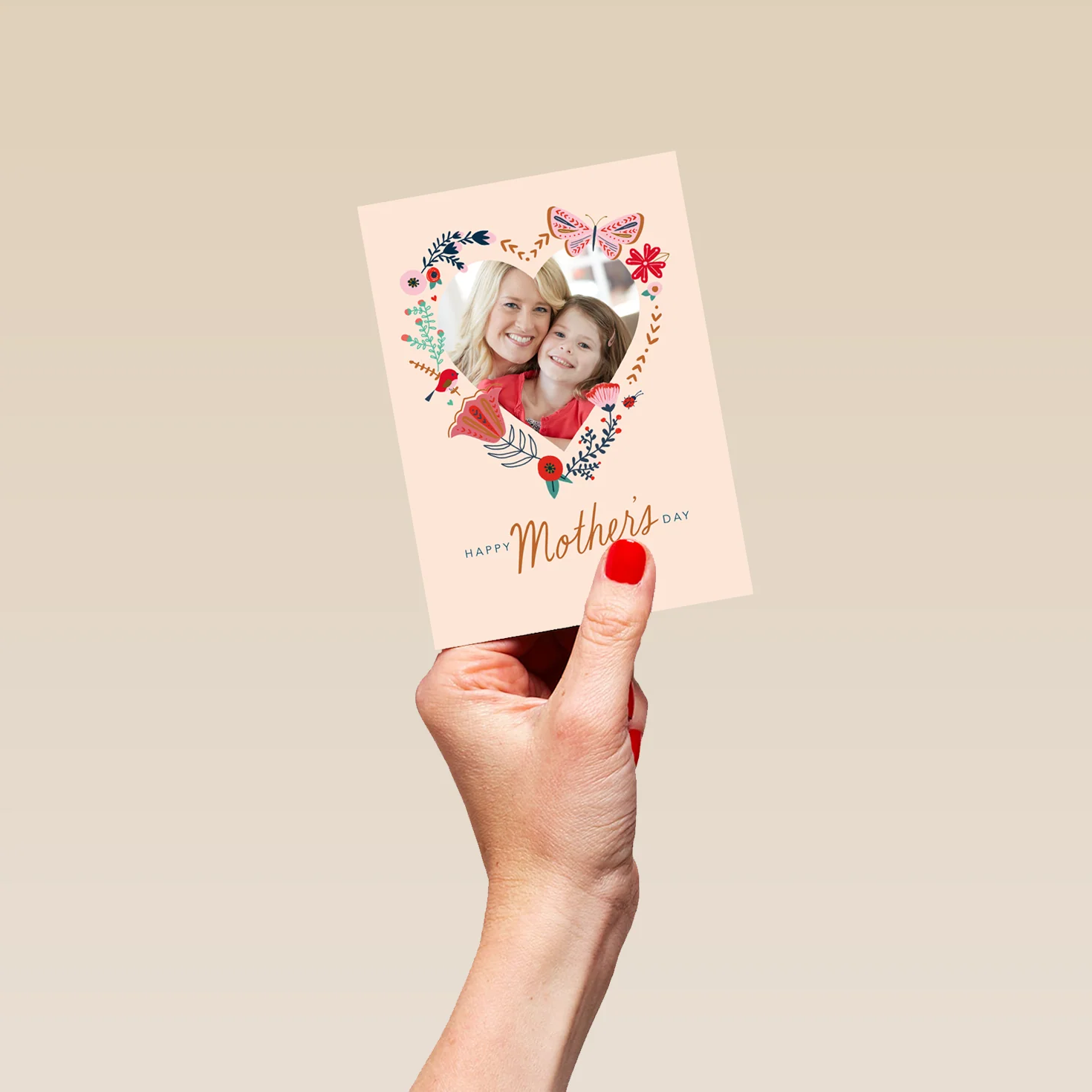 Personalised Traditional Heart Mother's Day Photo Upload Card - Image 4