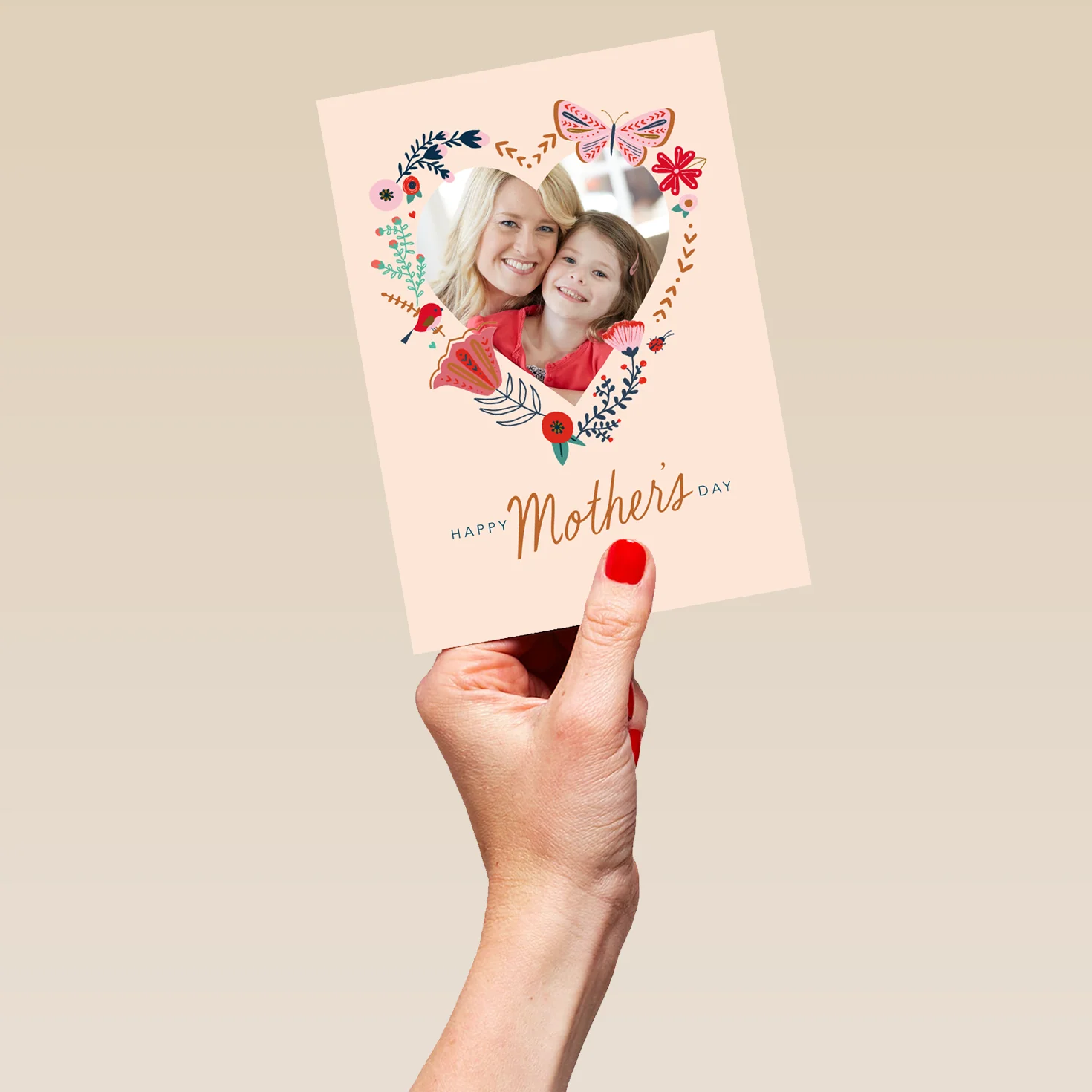 Personalised Traditional Heart Mother's Day Photo Upload Card - Image 5