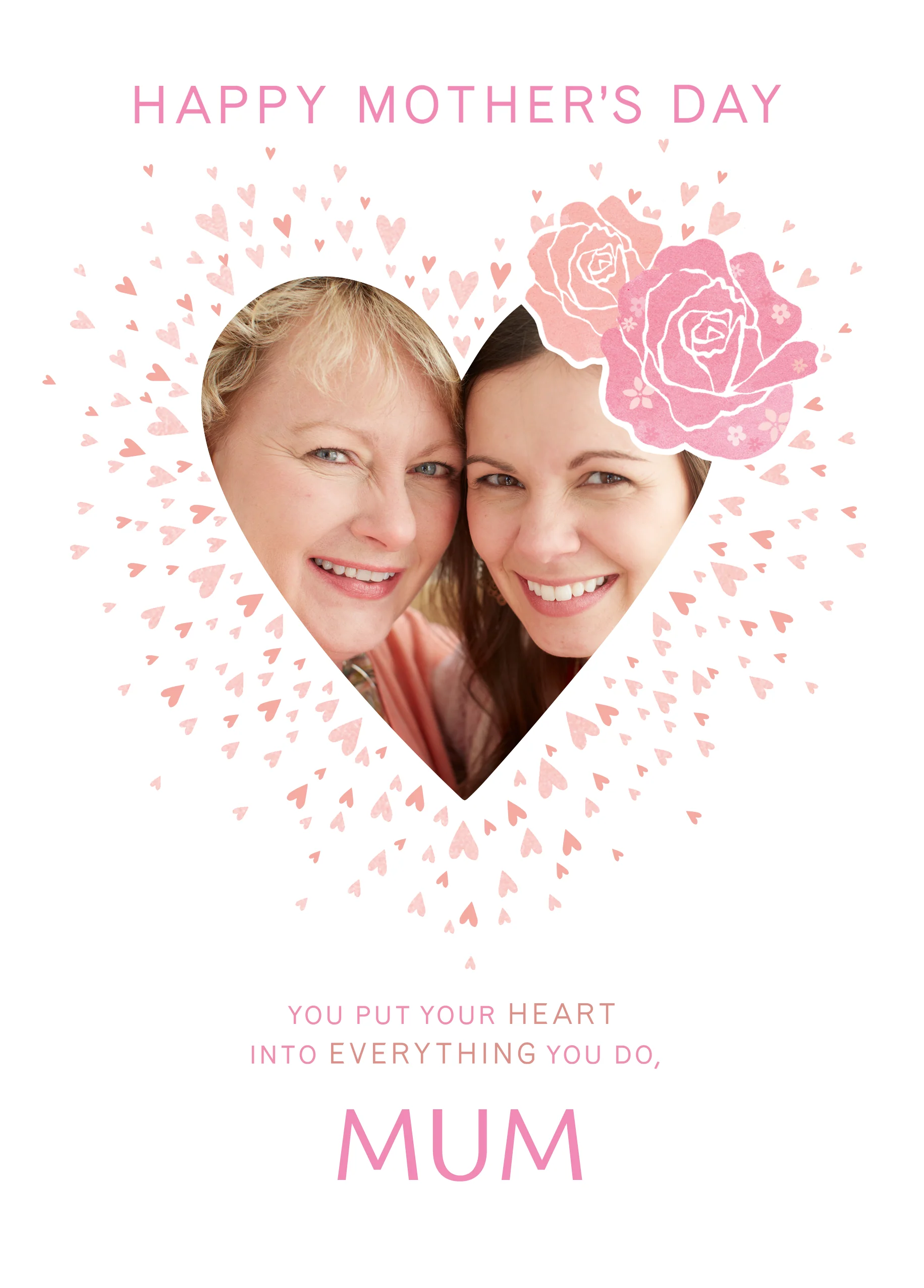 Personalised Traditional Heart Mother's Day Photo Upload Card For Mum