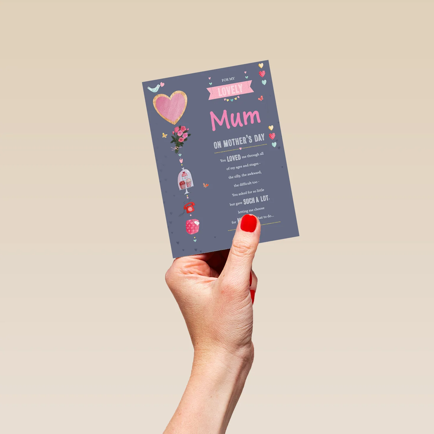 Personalised Traditional Poem Love Hearts Mother's Day Card For Mum - Image 4