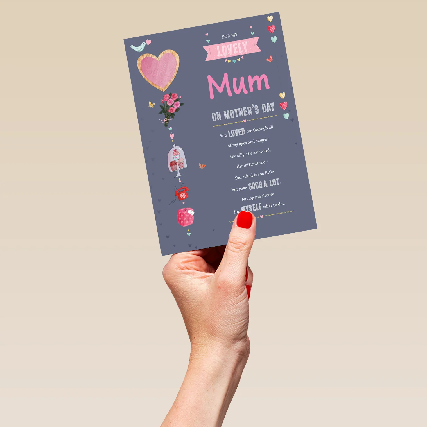 Personalised Traditional Poem Love Hearts Mother's Day Card For Mum - Image 5