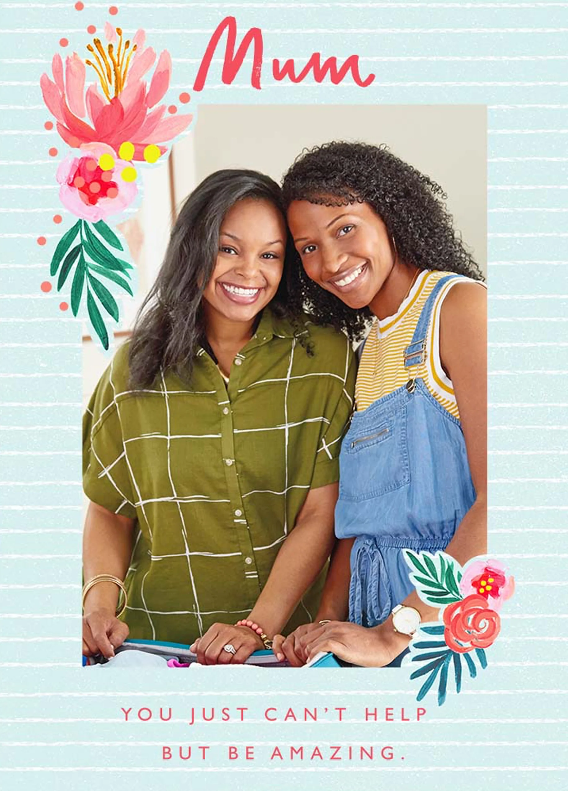 Personalised Traditional Window Flower For Mum Photo Card
