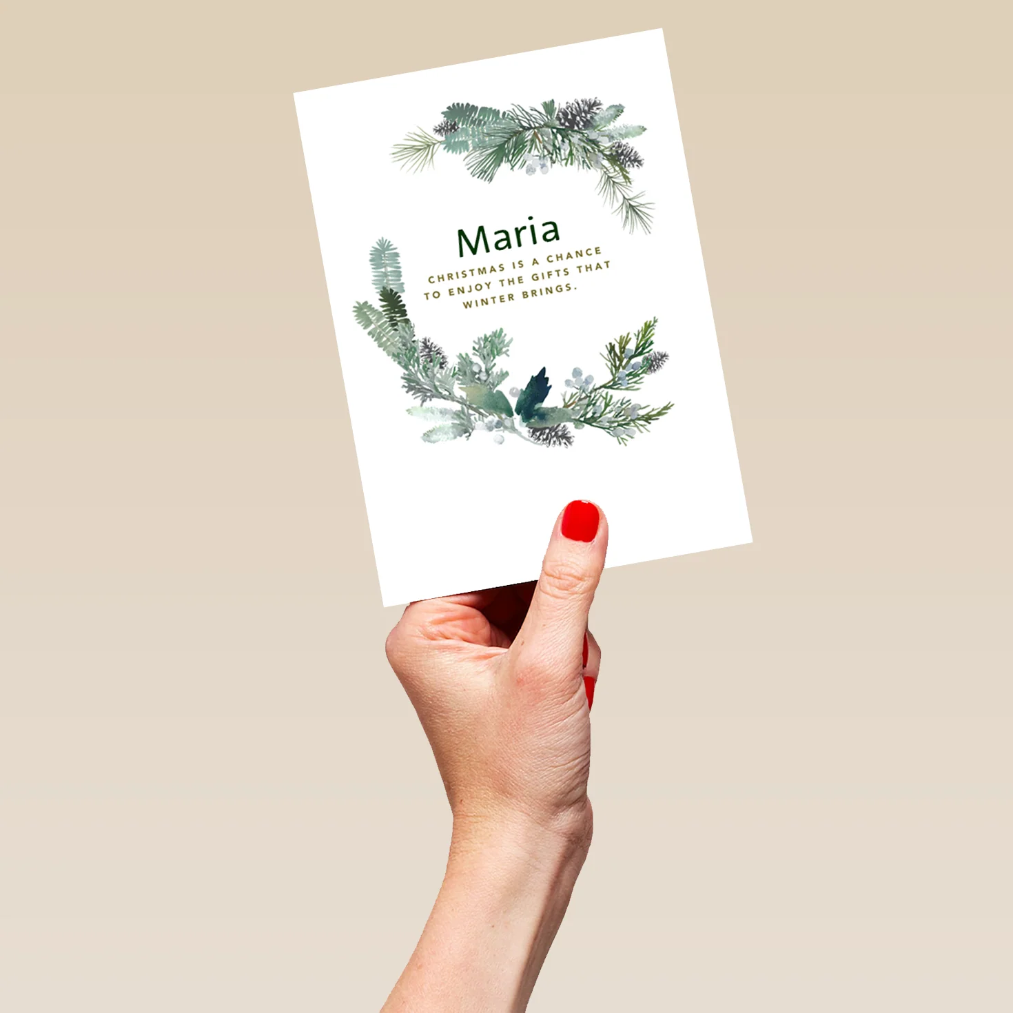 Personalised Traditional Winter Wreath Christmas Card - Image 5