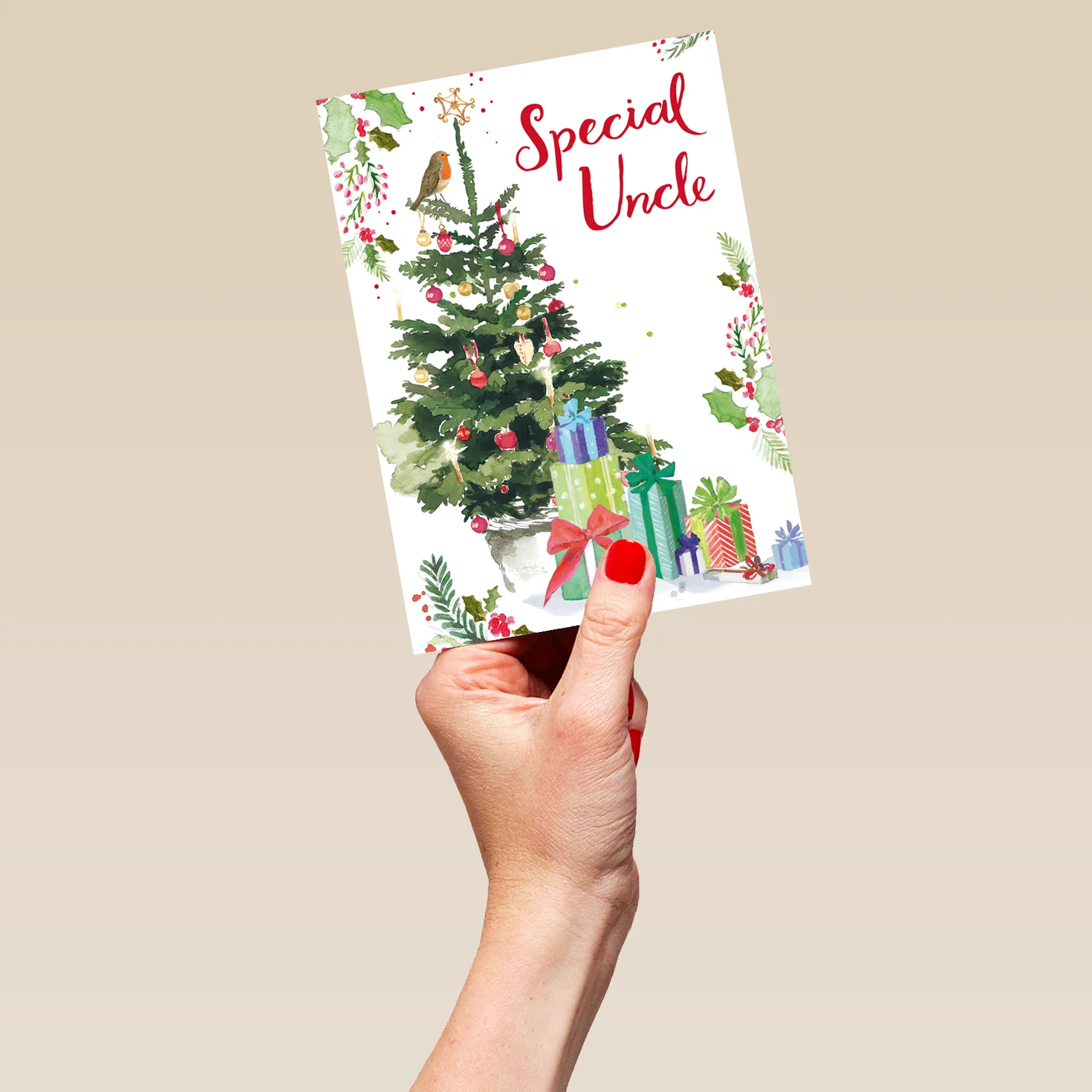 Personalised Tree Christmas Card For Uncle - Image 5