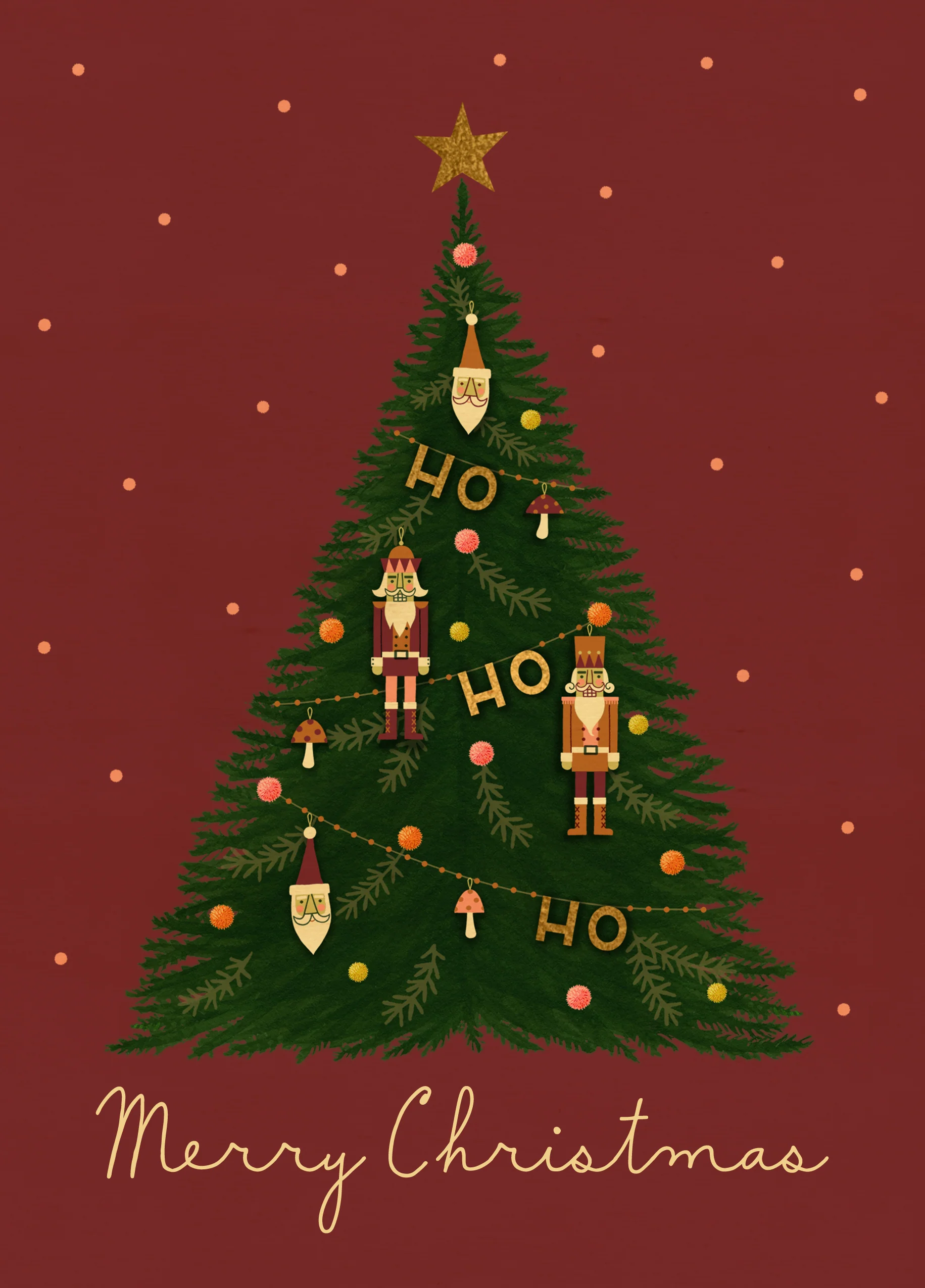 Personalised Tree & Nutcrackers Christmas Card