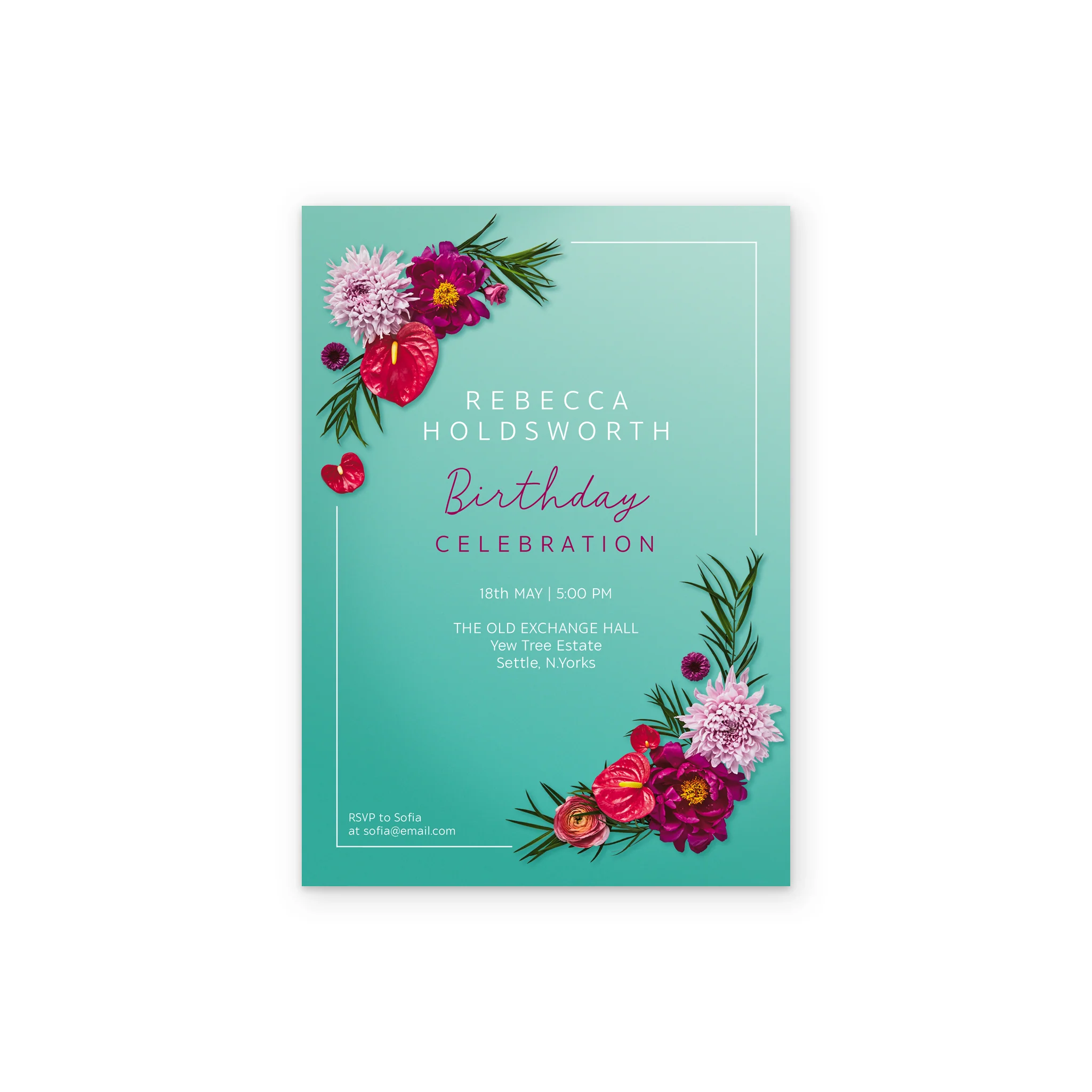Personalised Tropical Floral Birthday Party Invitation - Image 2