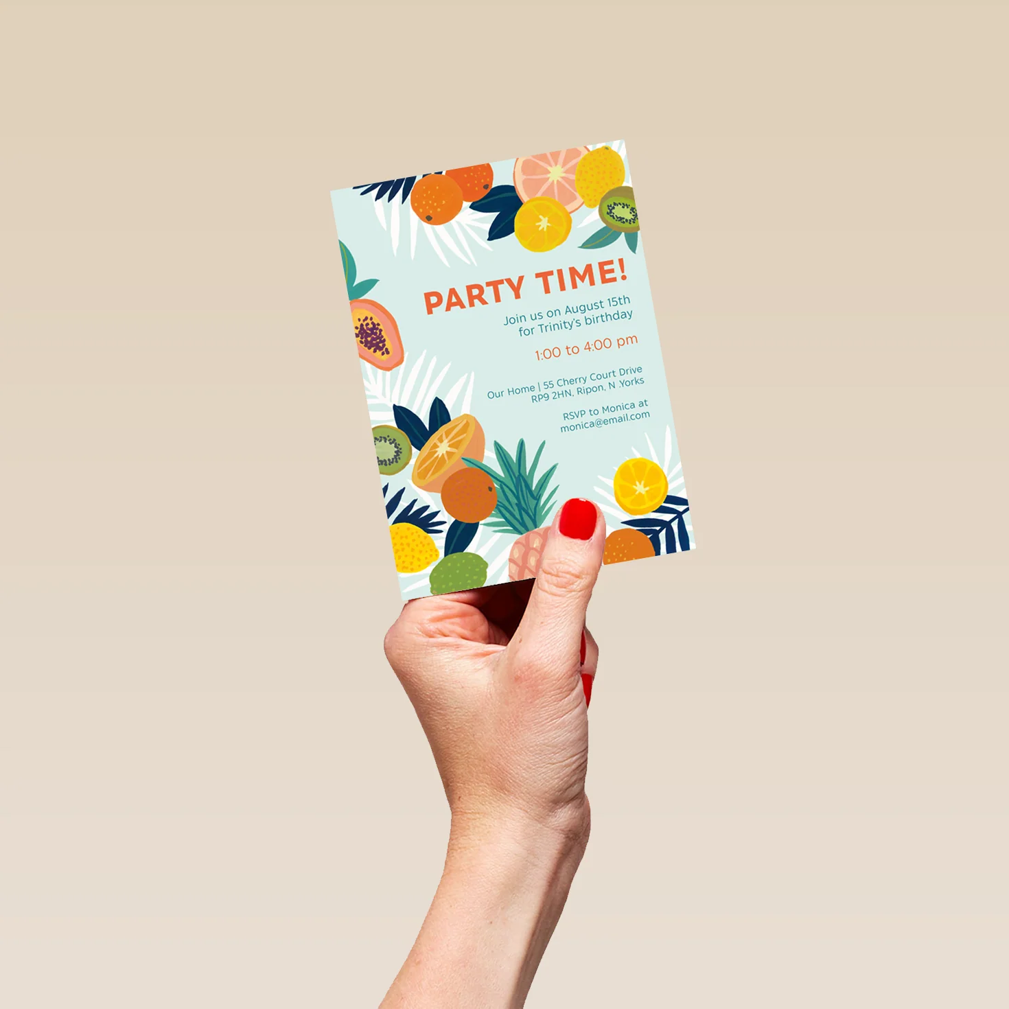 Personalised Tropical Fruits Birthday Party Invitation - Image 4