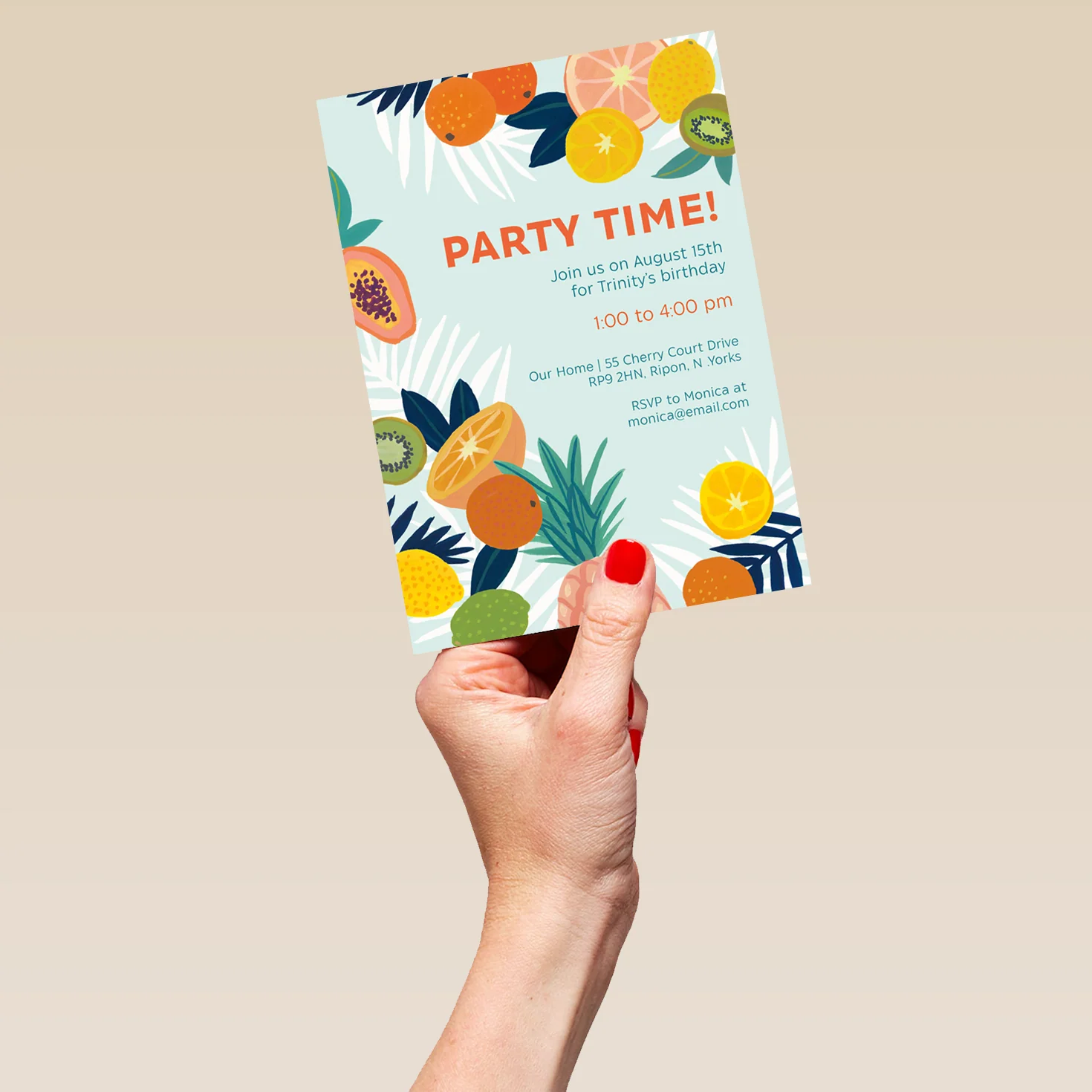 Personalised Tropical Fruits Birthday Party Invitation - Image 5