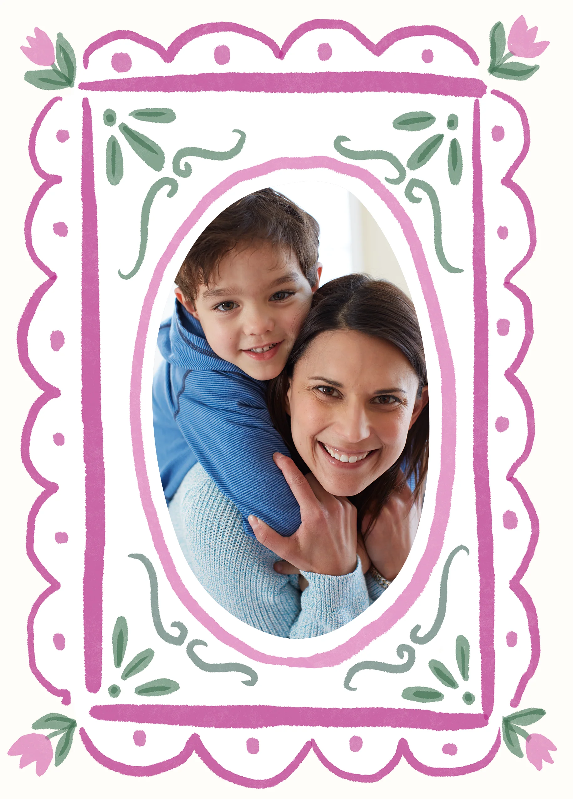 Personalised 'Tulip Frame' Photo Upload Mum Birthday Card