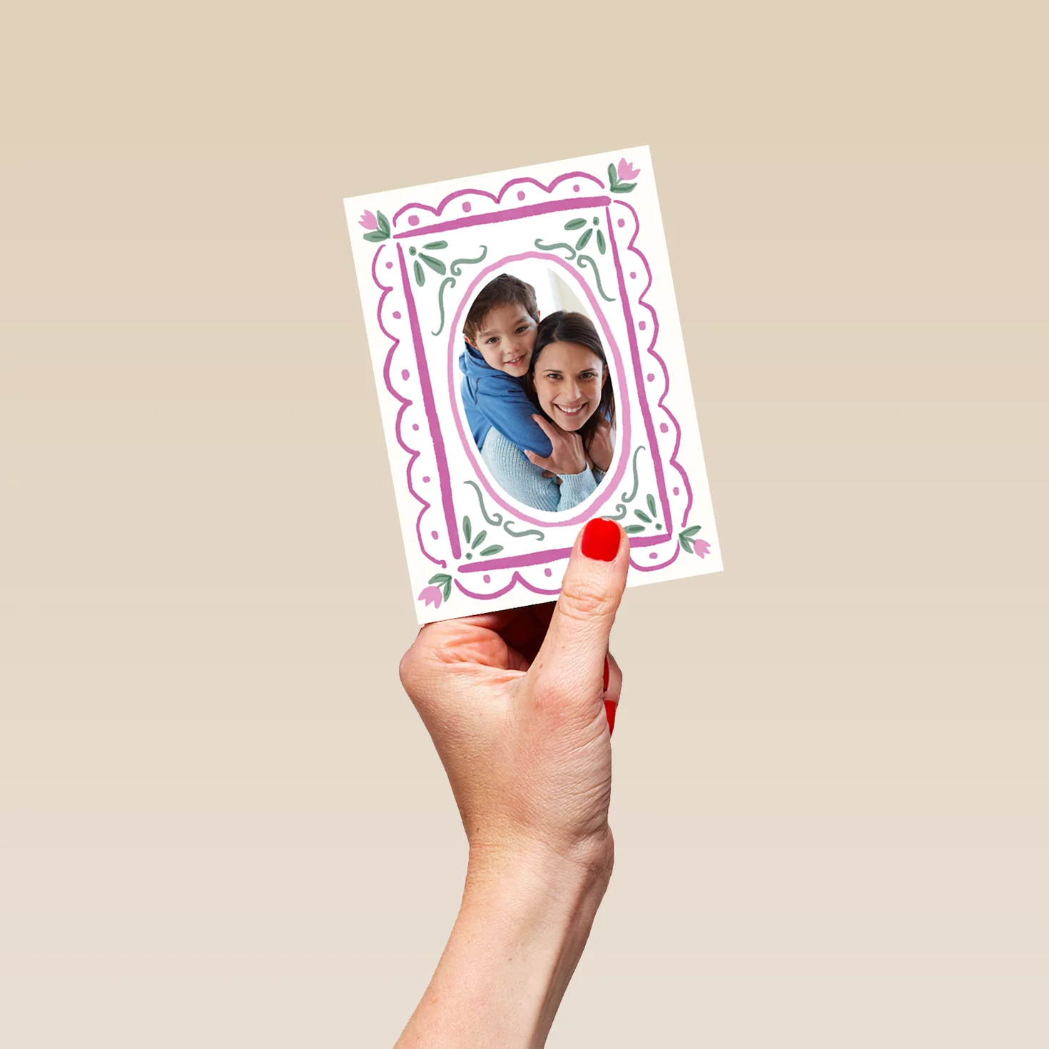 Personalised 'Tulip Frame' Photo Upload Mum Birthday Card - Image 4