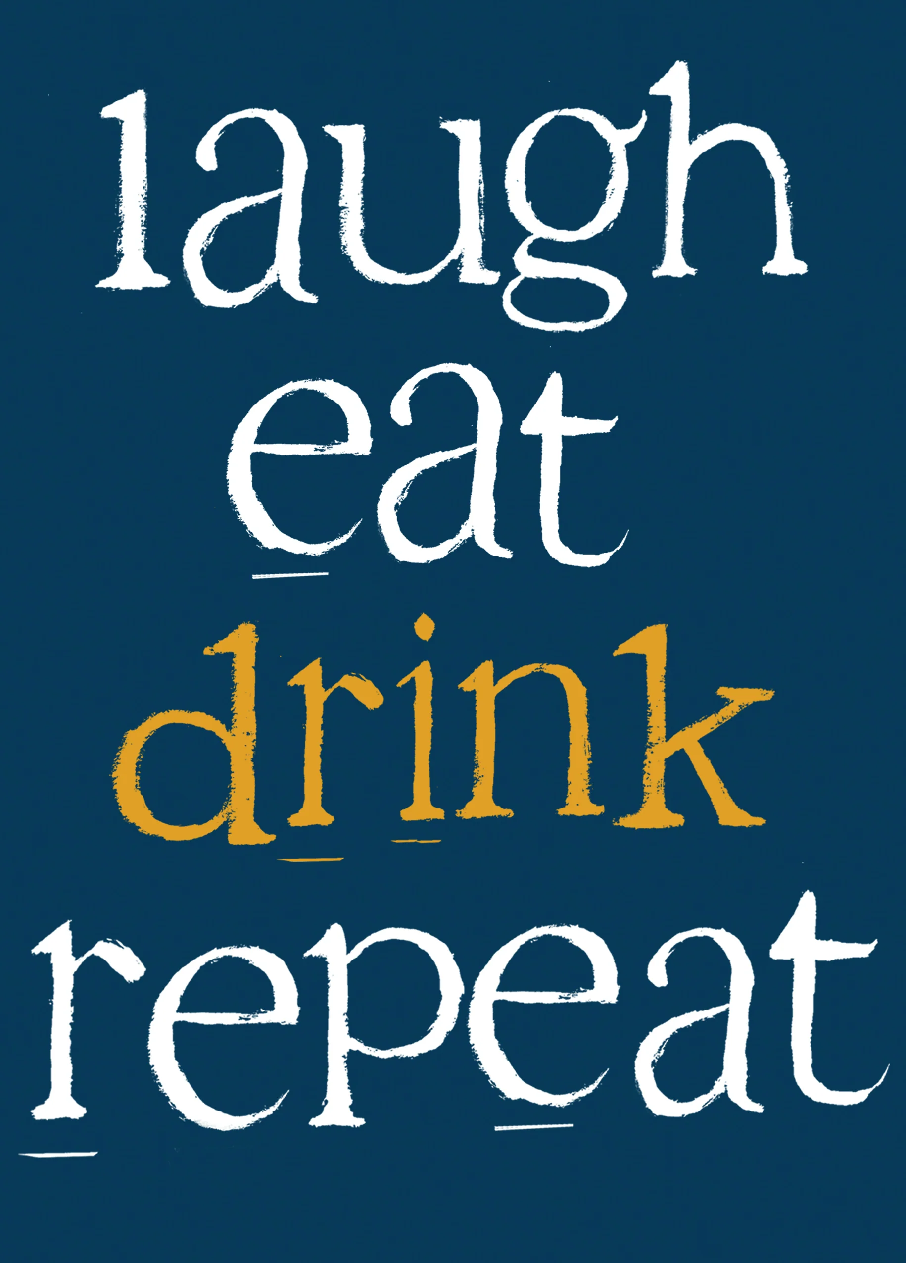 Personalised Typographic Funny Laugh Eat Drink Birthday Card