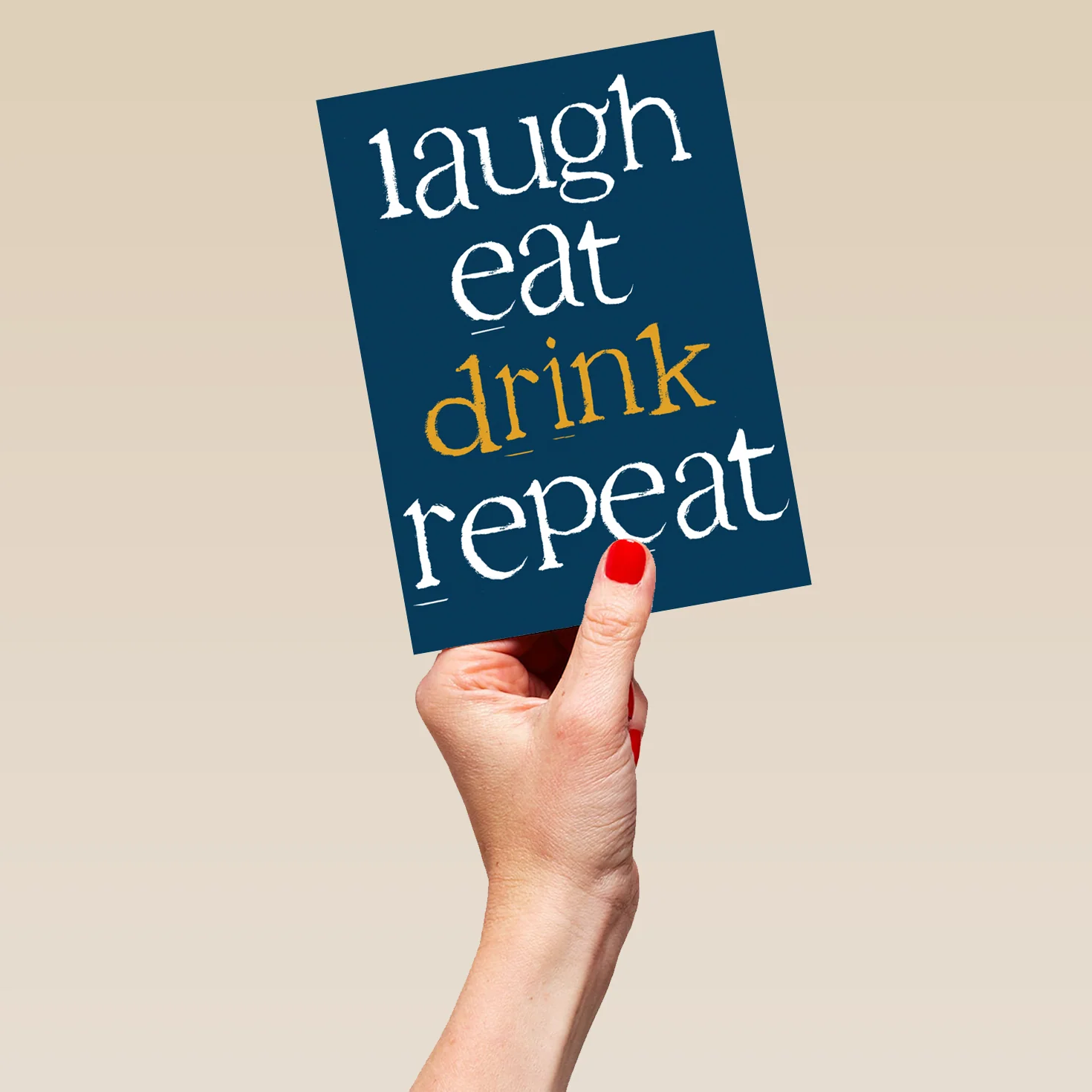 Personalised Typographic Funny Laugh Eat Drink Birthday Card - Image 5