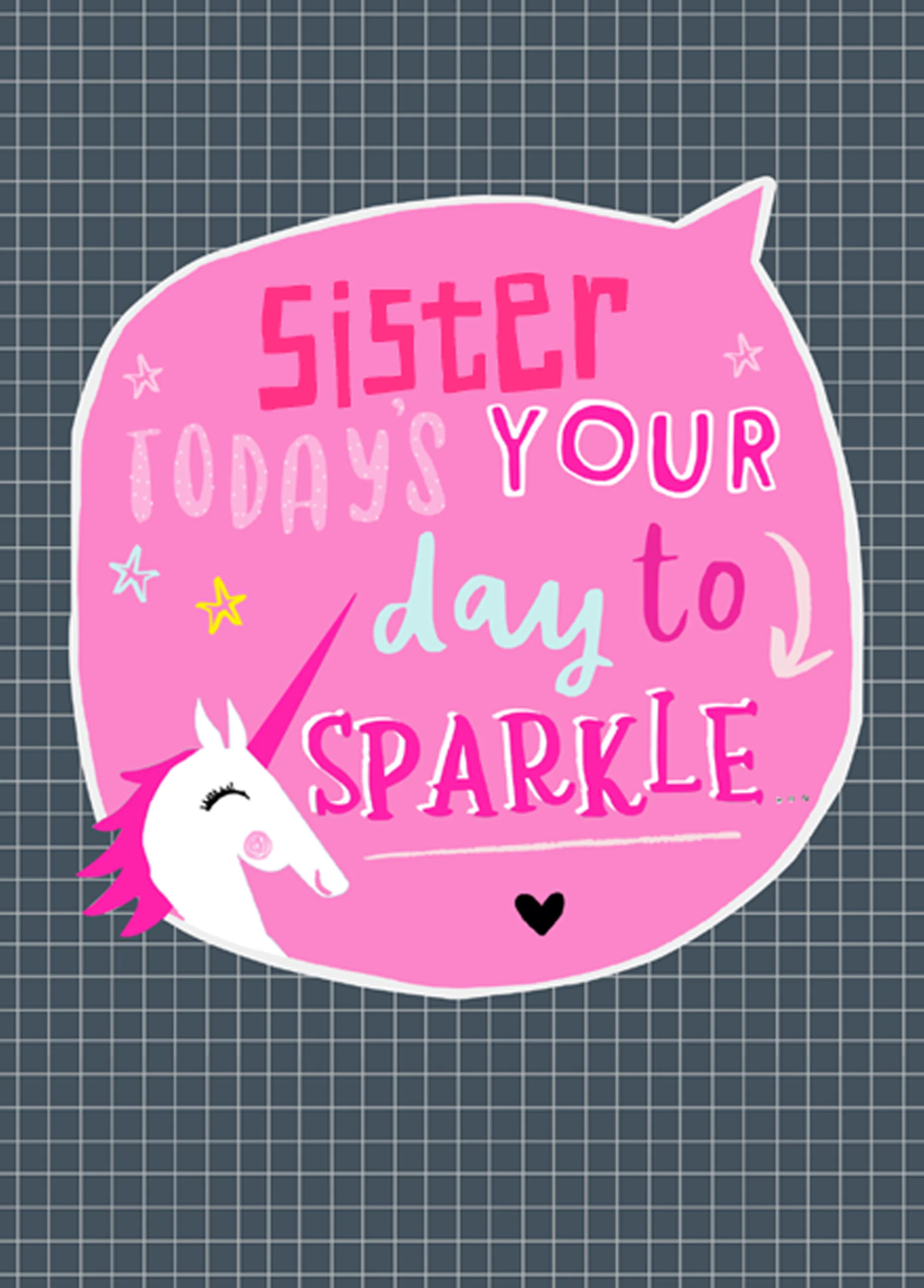 Personalised Unicorn Design Sister Card