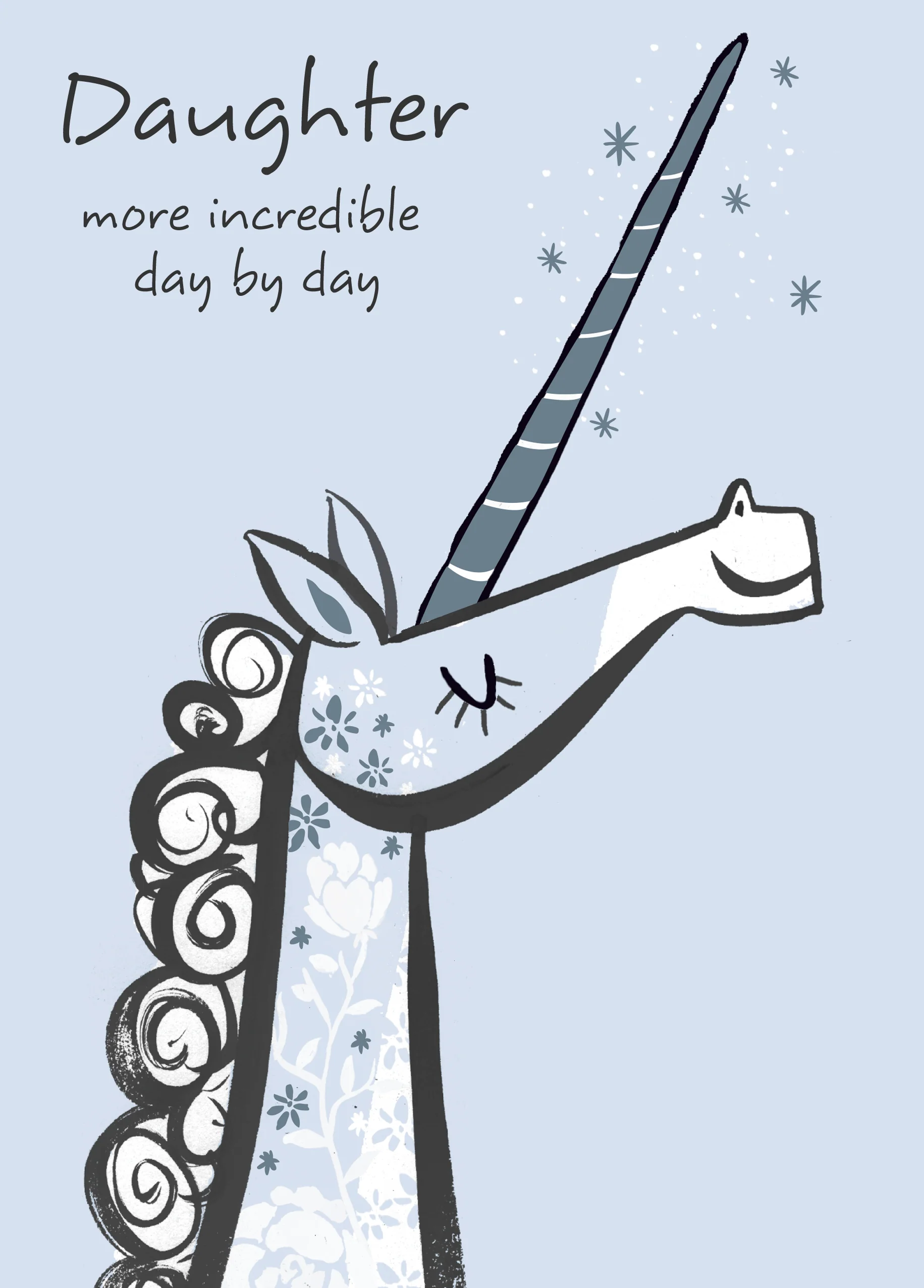 Personalised Unicorn Incredible Every day Daughter Card