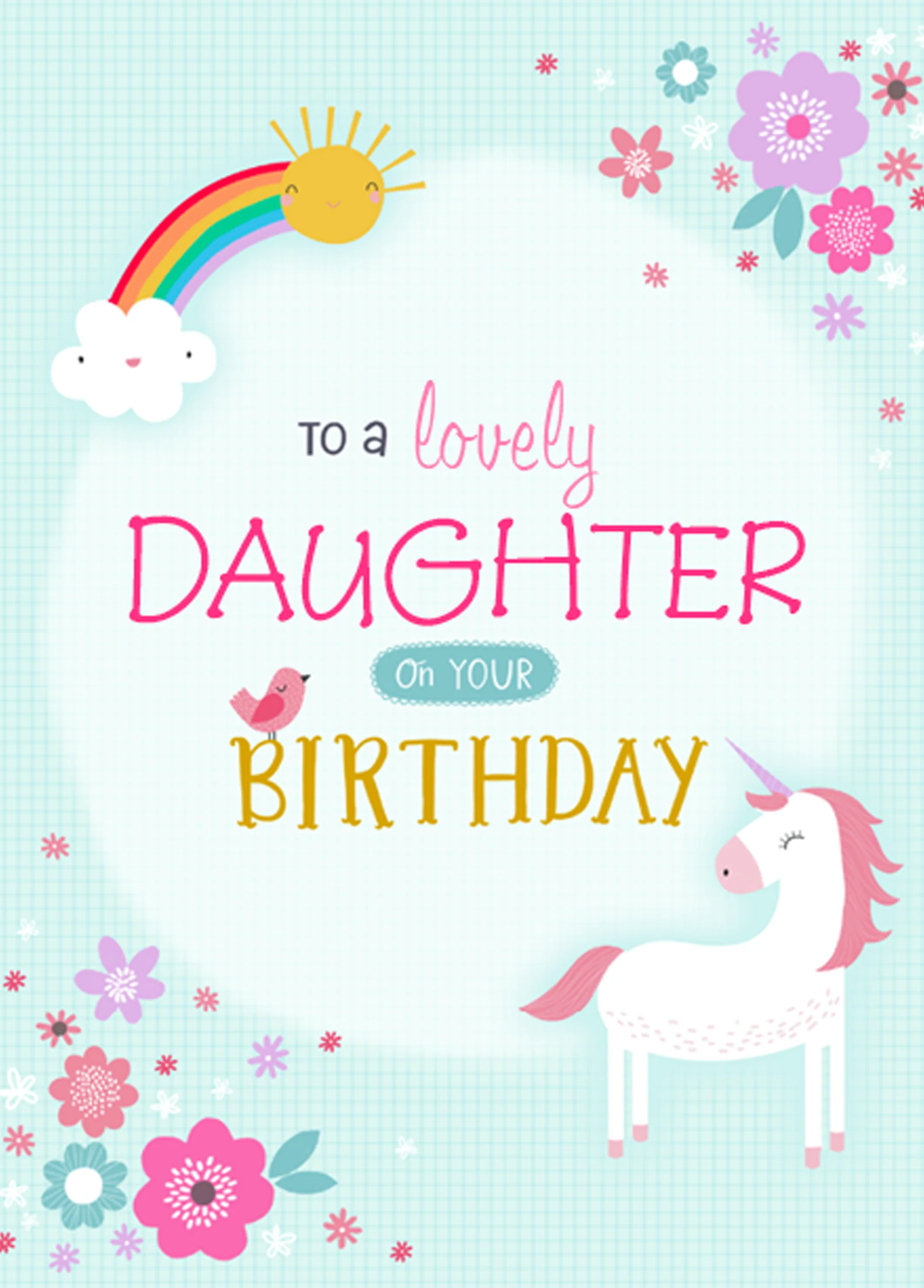 Personalised Unicorn & Sunshine Birthday Card For Daughter