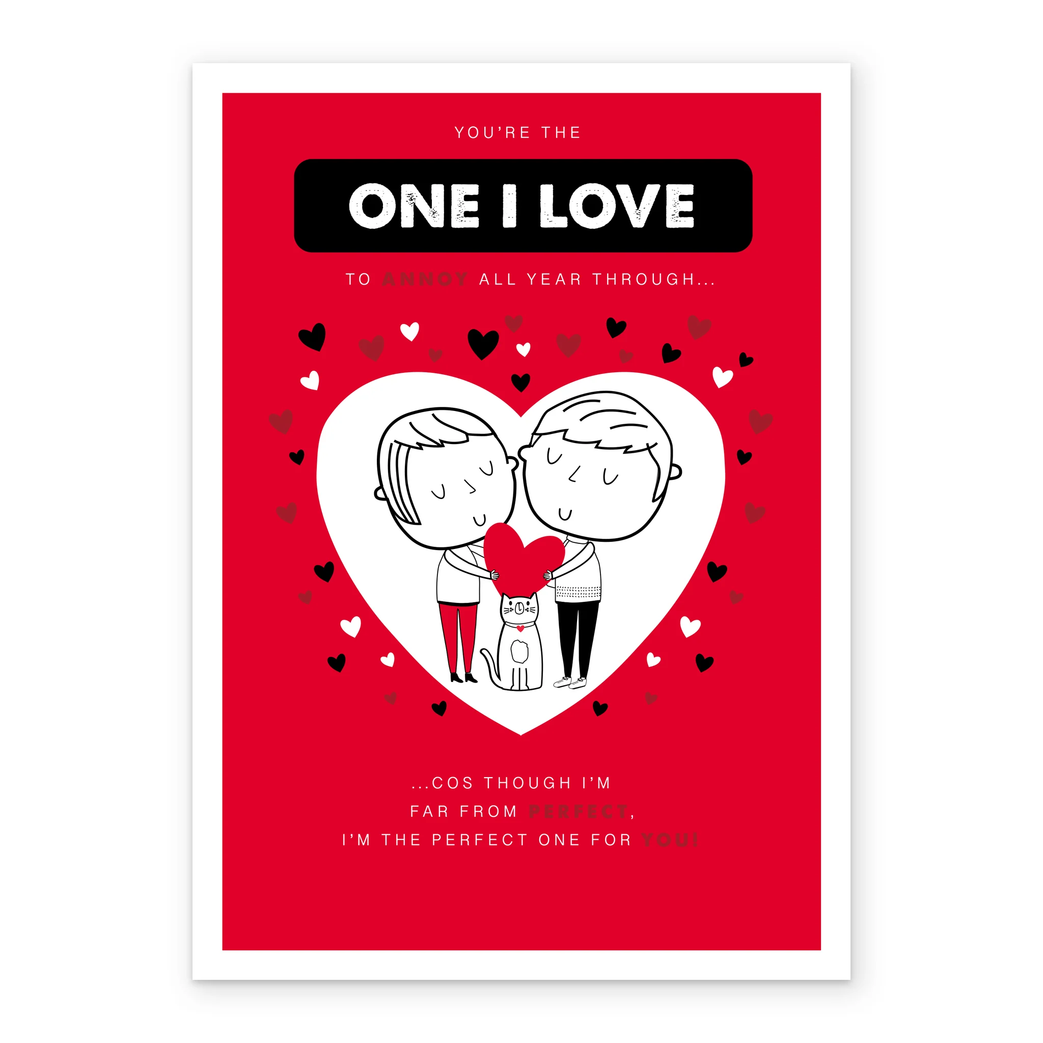 Personalised Valentine's Day Card For One I Love - Cute Cartoon Style Design - Image 2