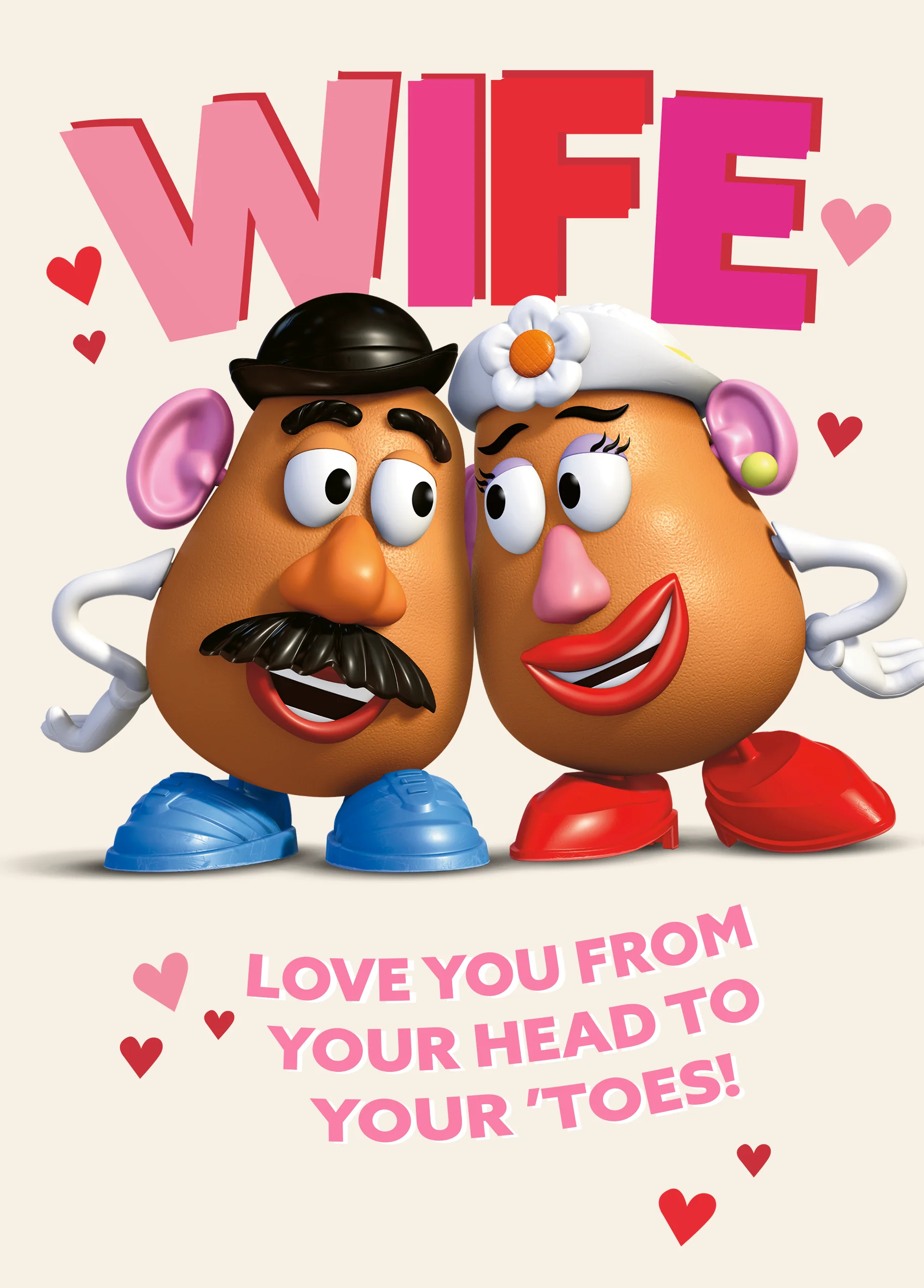 Personalised Valentine's Day Card For Wife - Fun Mr & Mrs Potato Head Design