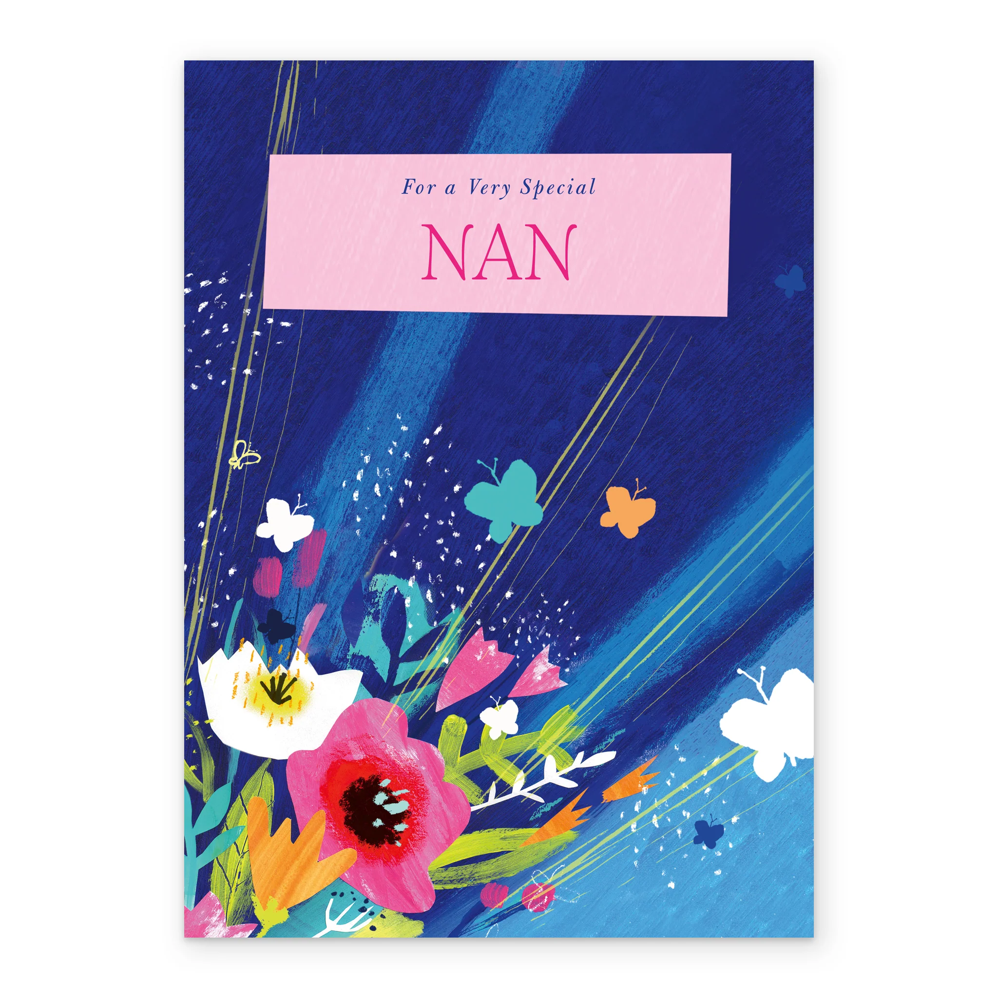 Personalised Vibrant Flowers And Butterflies Mother's Day Card For Nan - Image 2