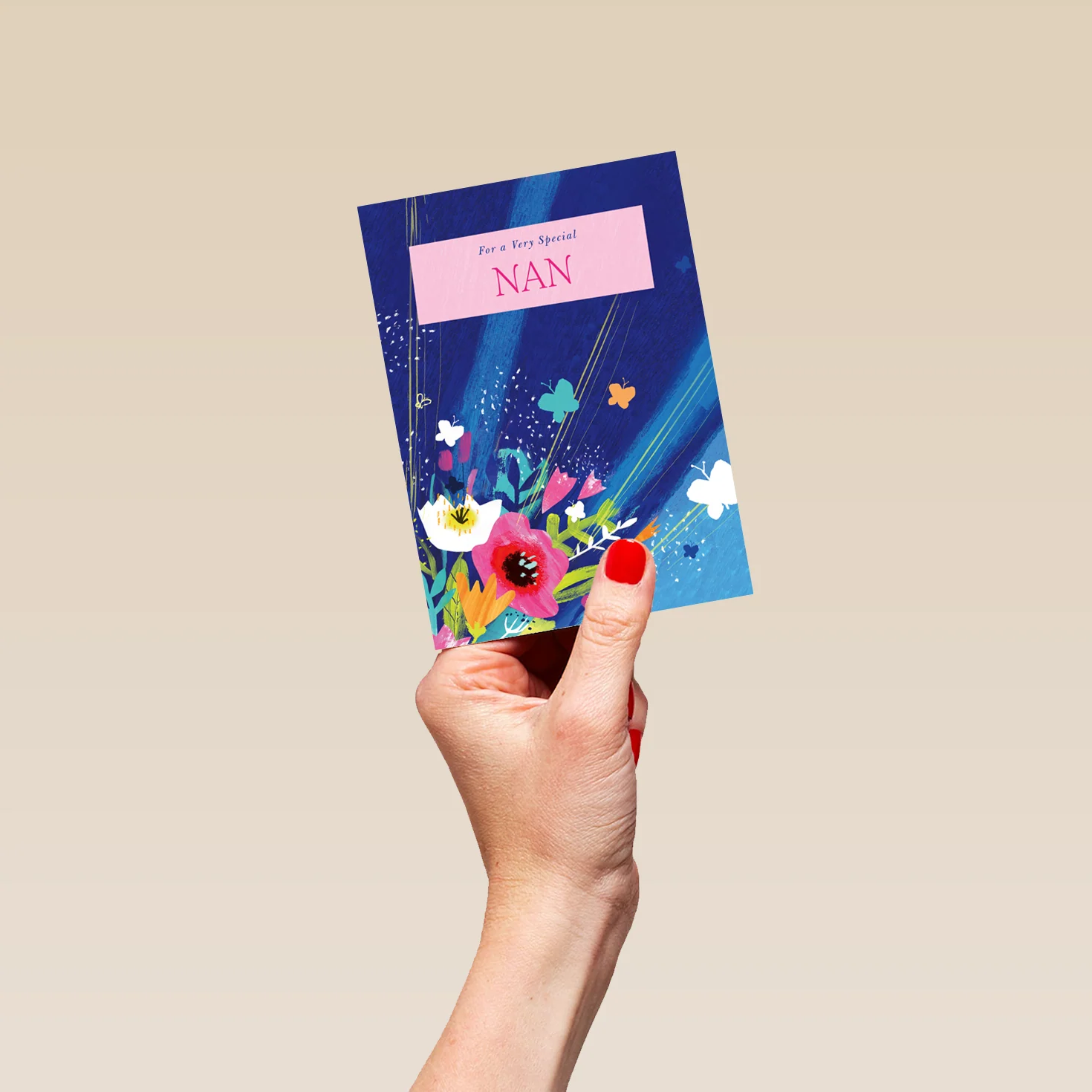 Personalised Vibrant Flowers And Butterflies Mother's Day Card For Nan - Image 4