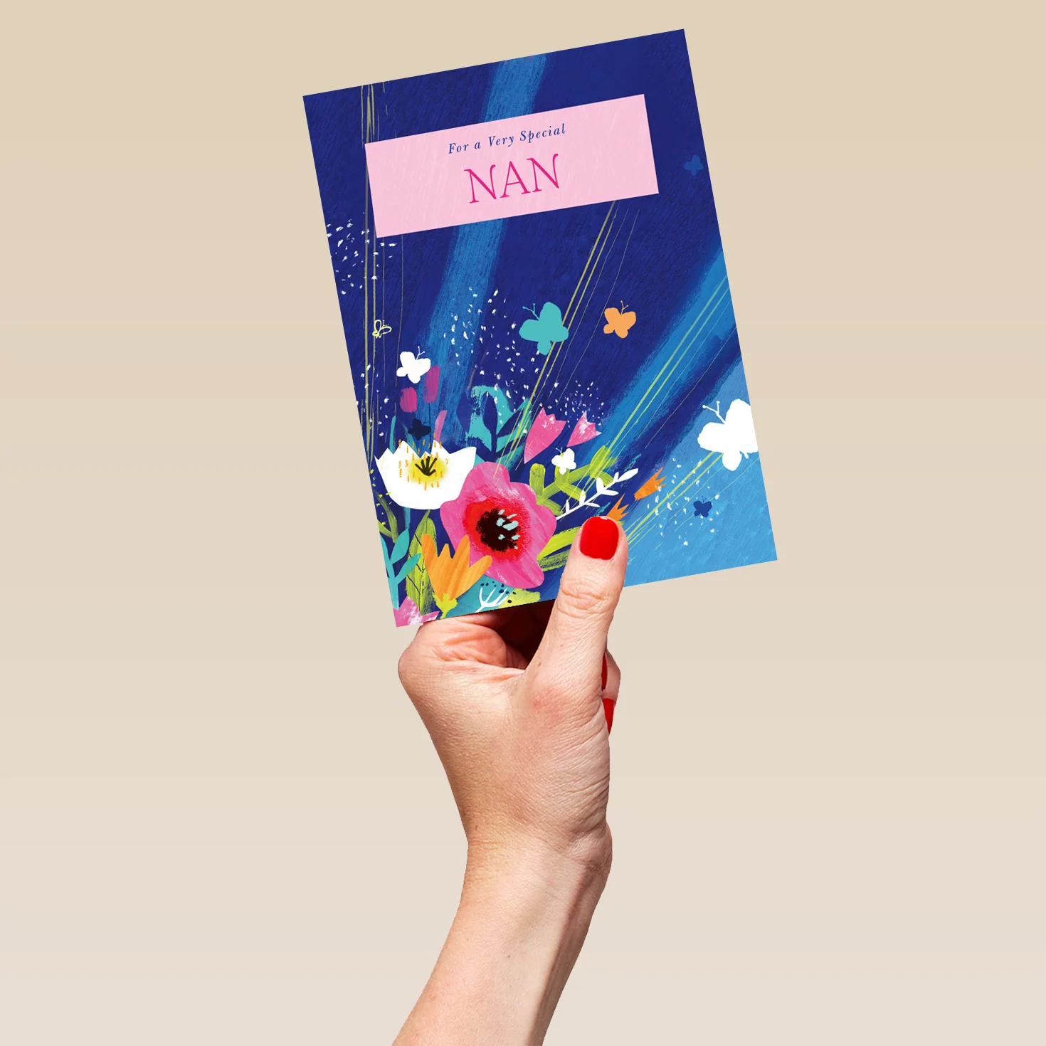 Personalised Vibrant Flowers And Butterflies Mother's Day Card For Nan - Image 5