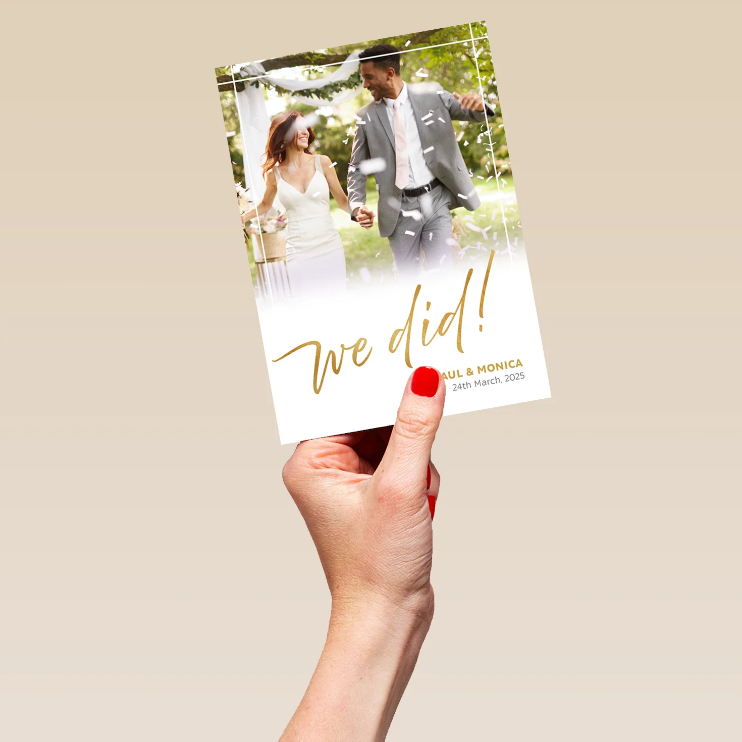 Personalised 'We Did' Photo Upload Wedding Announcement Card - Image 5