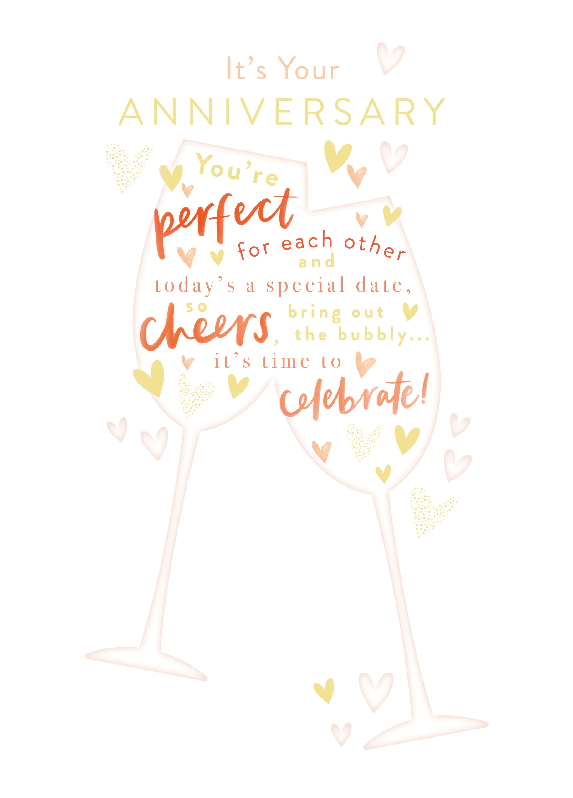 Personalised Wedding Anniversary Card - Word-Filled Glasses Design