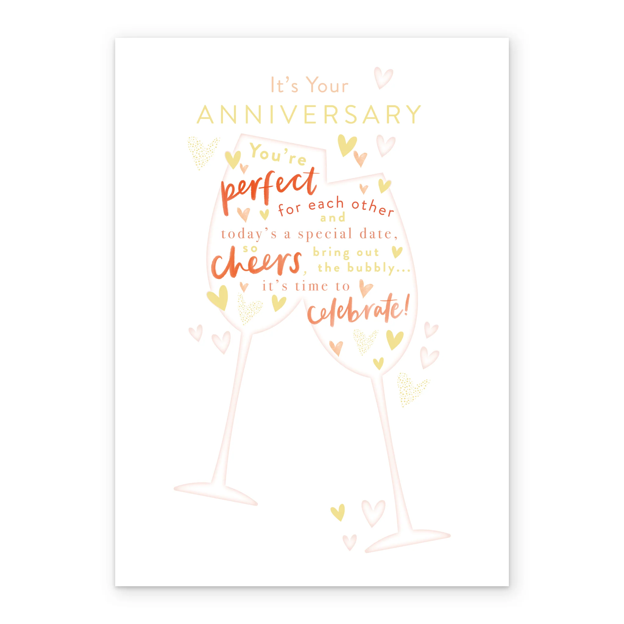 Personalised Wedding Anniversary Card - Word-Filled Glasses Design - Image 2