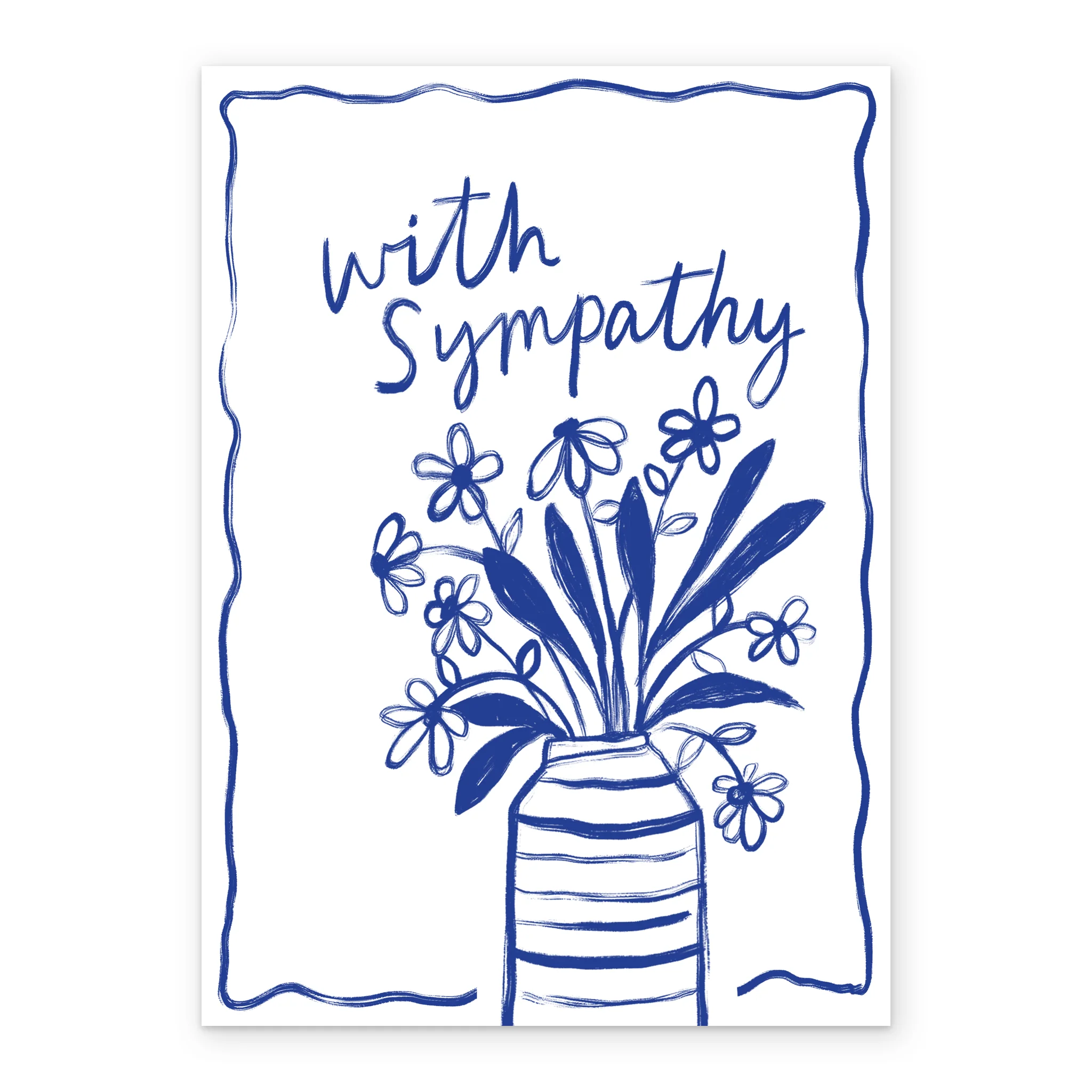 Personalised White & Blue Flowers & Vase Sympathy Card - Image 2