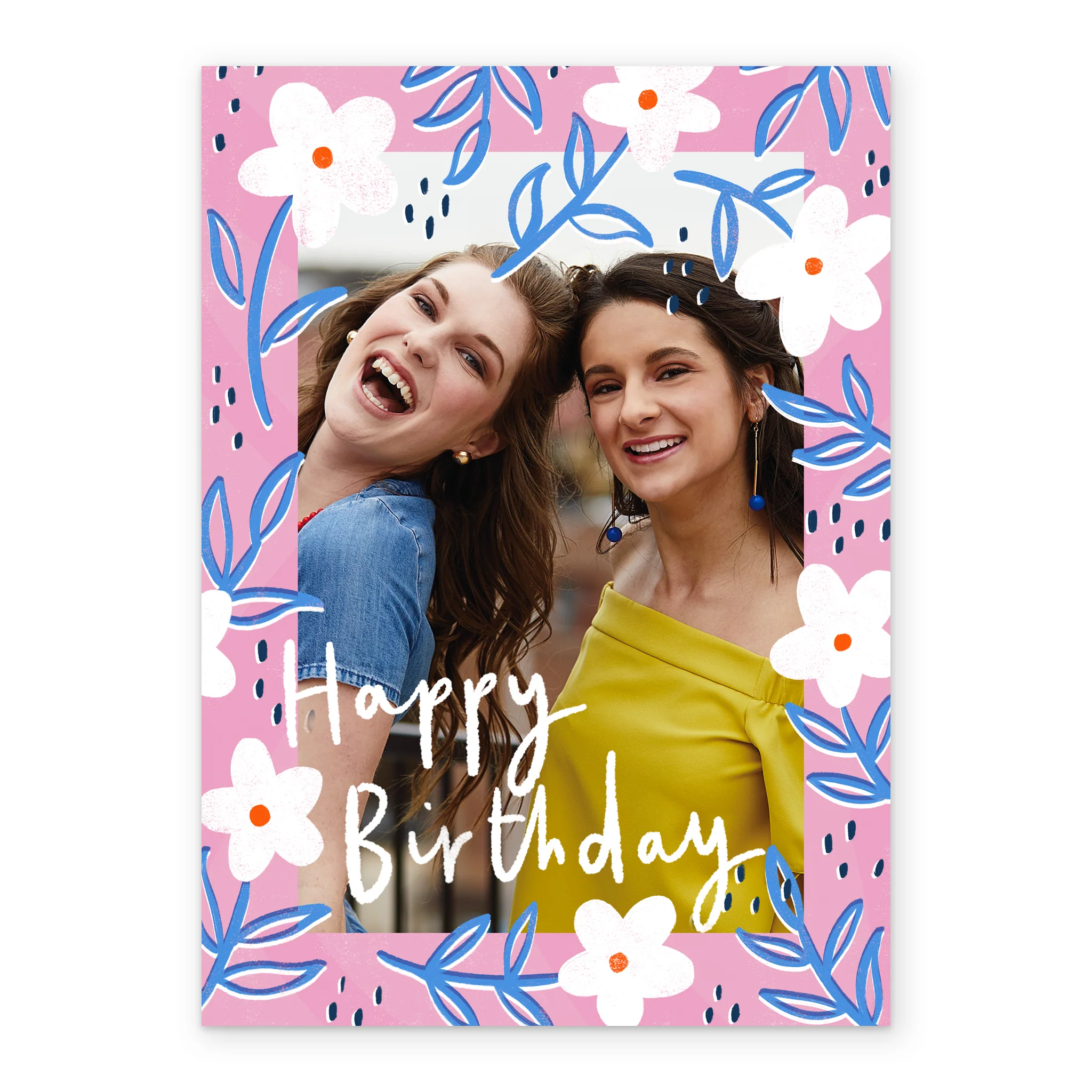 Personalised White Flowers Photo Upload Birthday Card - Image 2